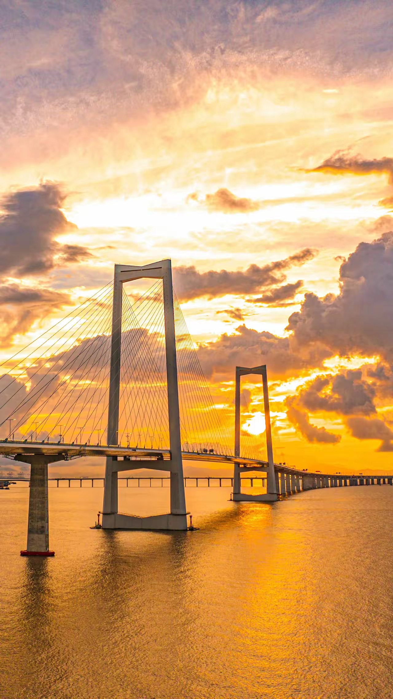 夕阳下的跨海大桥,美得让人心醉