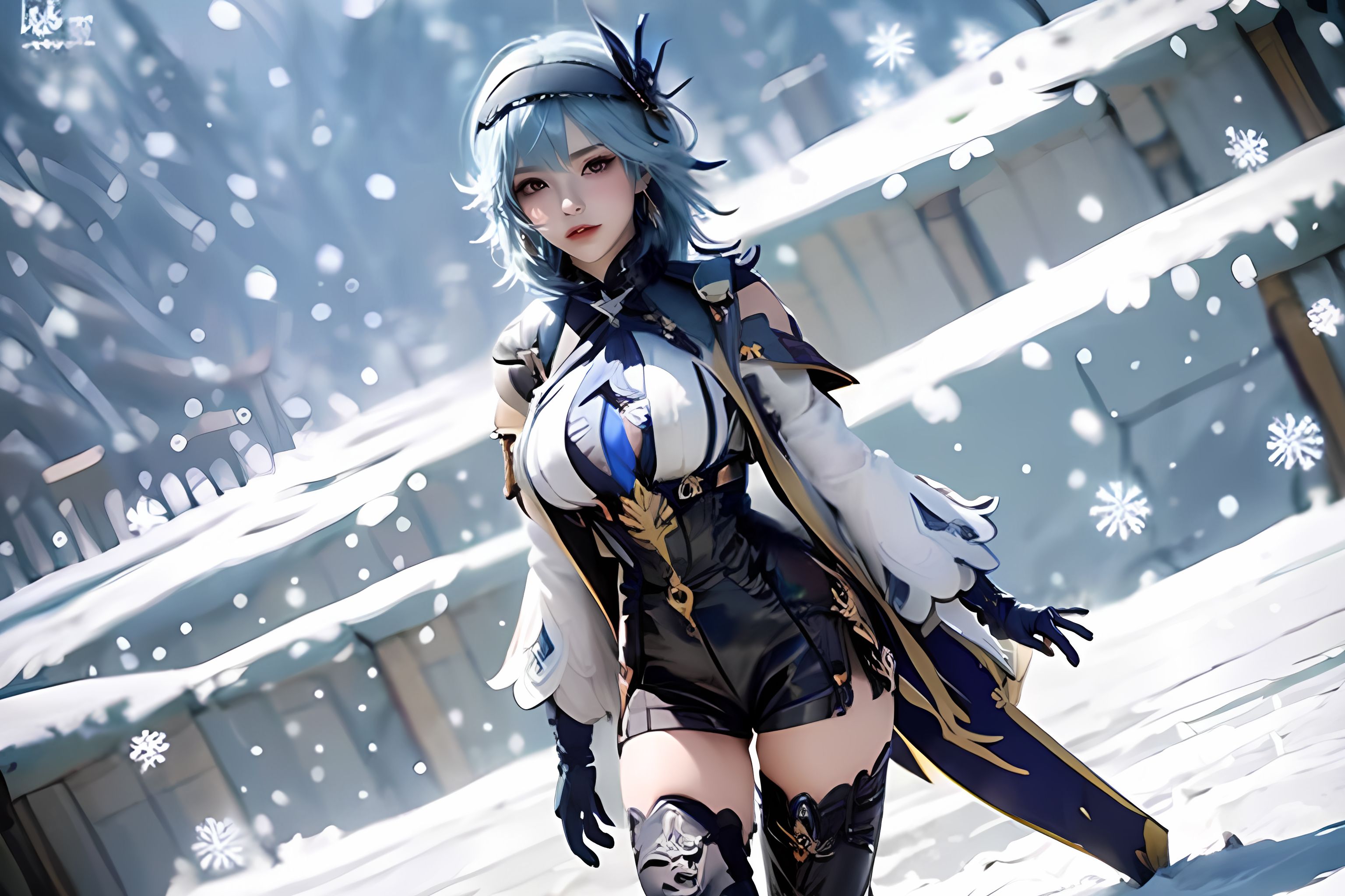 尤拉不愧是蒙得贵族家的小姐,人美腿长又抗冻!