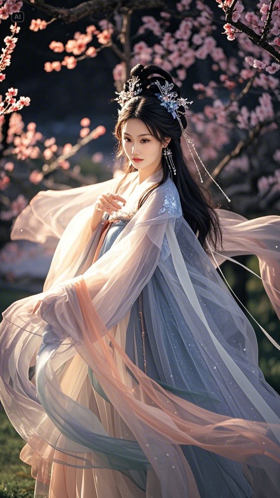 古装美女# 粉樱摇曳,佳人如梦,一舞惊鸿醉春风