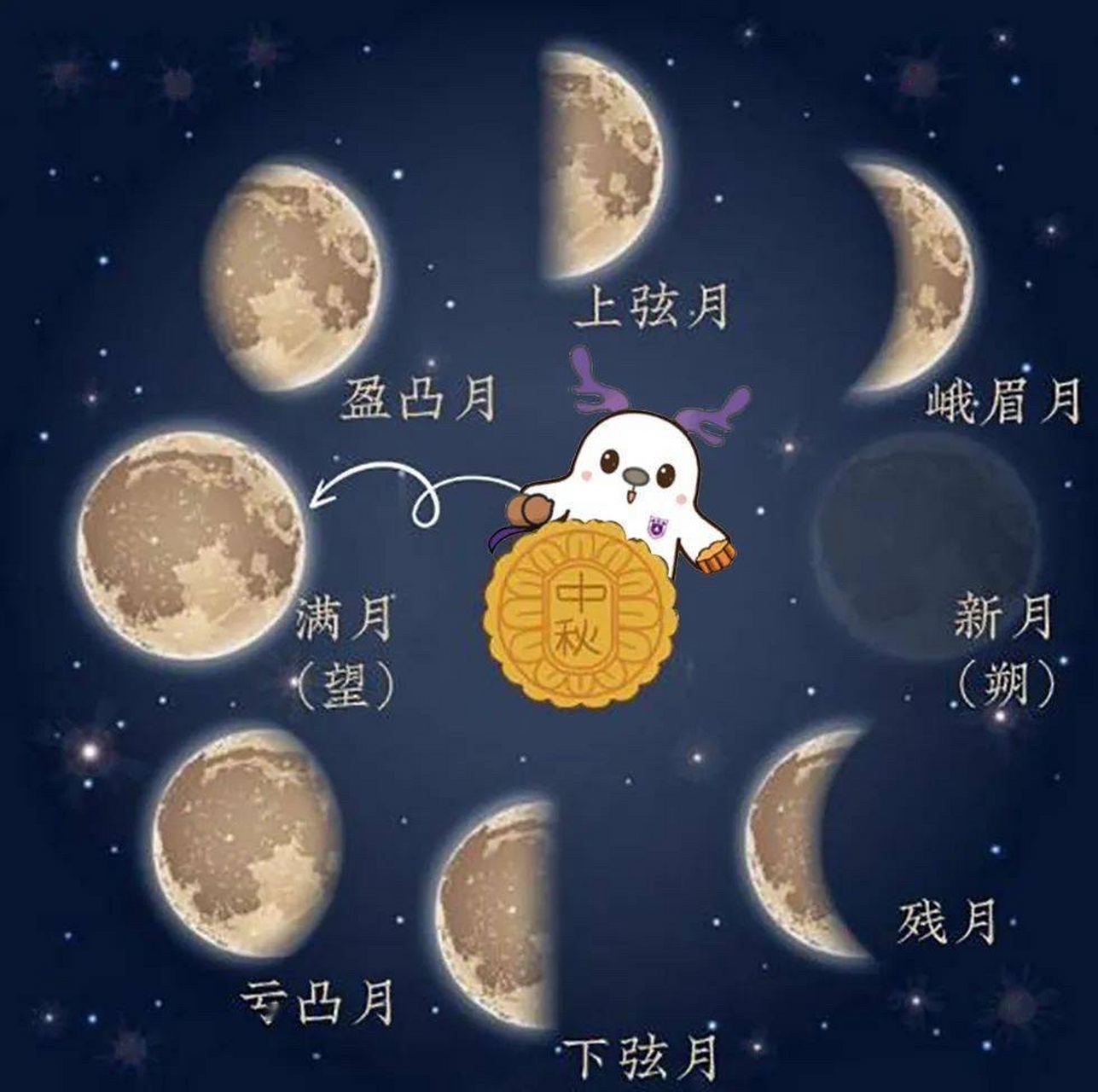 文化常识🌕 月亮的阴晴圆缺&月亮变化的名称 🌑  月亮,夜空中最