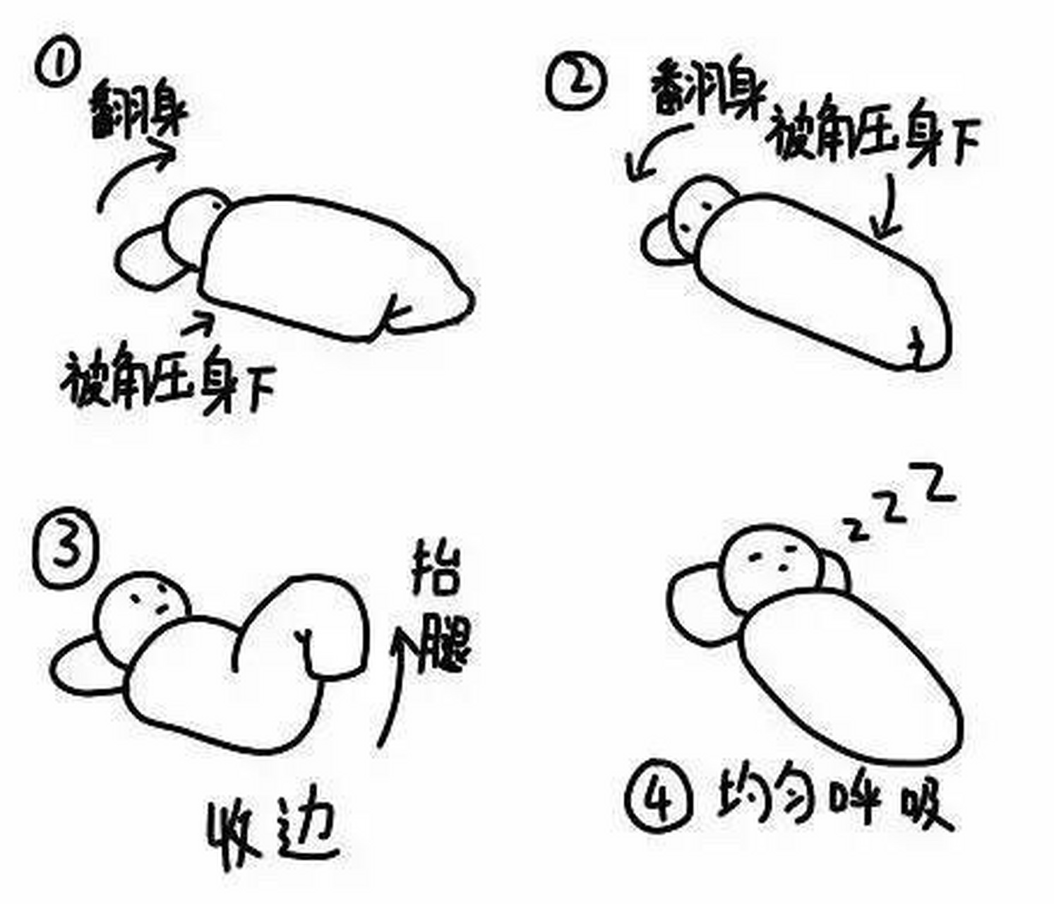 情感# 晚上睡覺害怕的時候 只要把被子兩側向裡摺進來 再抬腳一下把