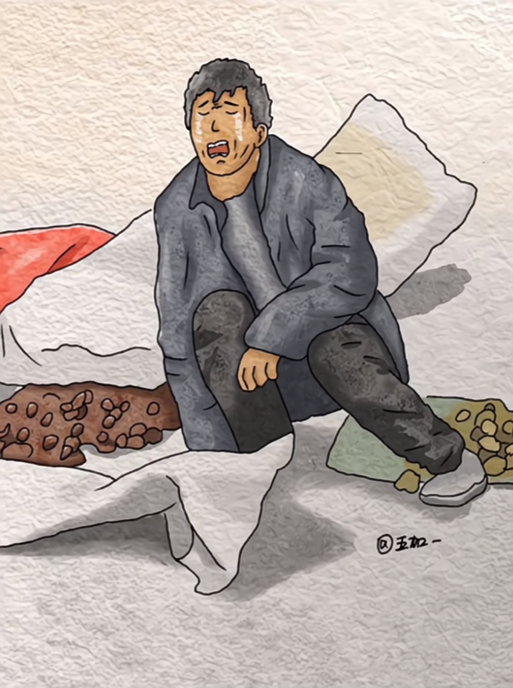 感恩# #感恩就拾荒老头卡通最可怜的老头子漫画甘肃省人间疾苦的漫 