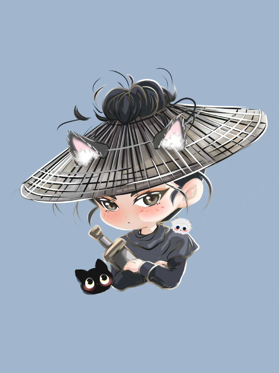 展昭,御猫,杨洋老师,羊毛老师 (图片来源于微博,保存的其他老师画的