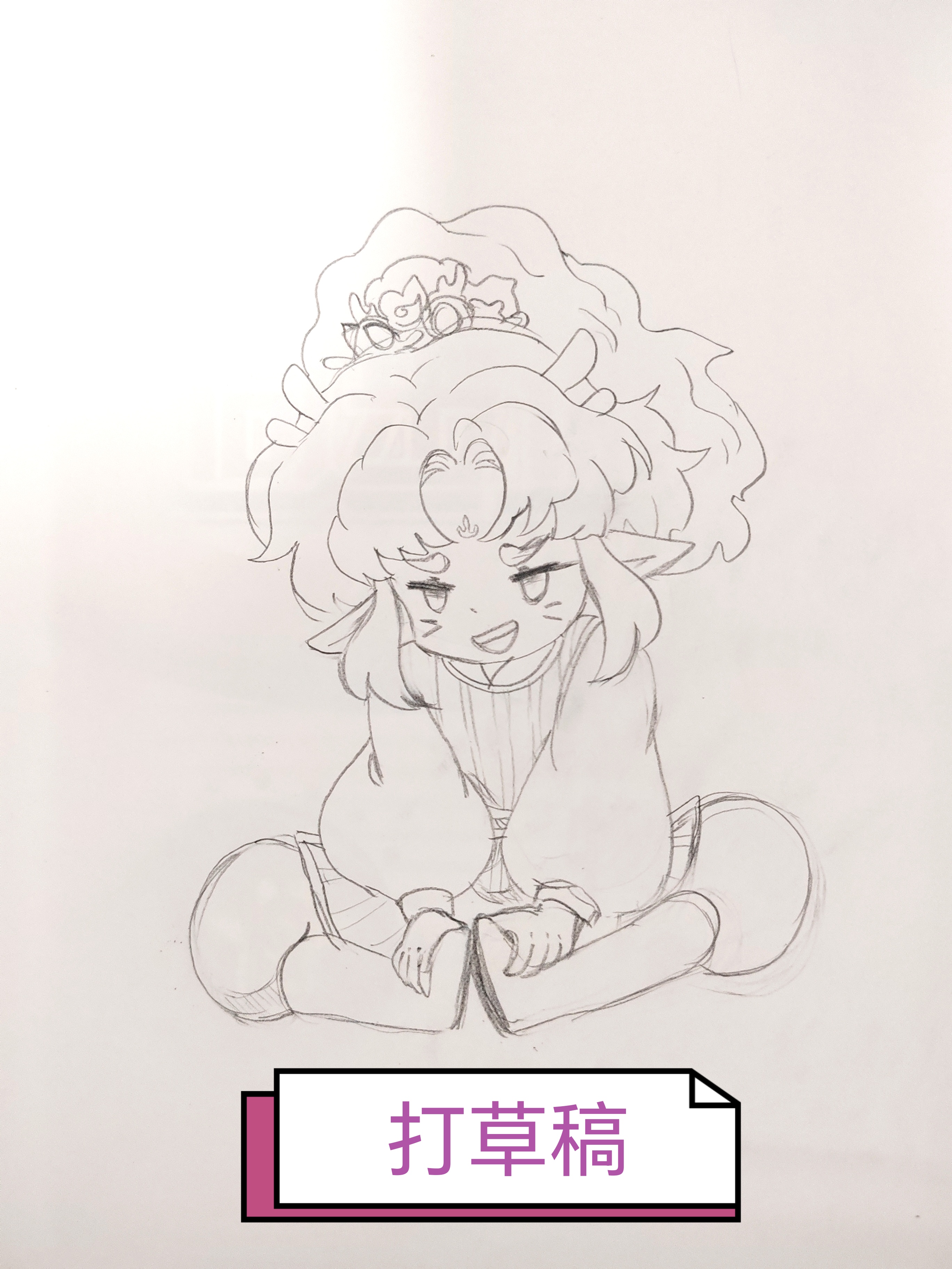 来画一个可爱的小九,衣服上的云图嫌麻烦没有画(用时两小时[开心])#伞