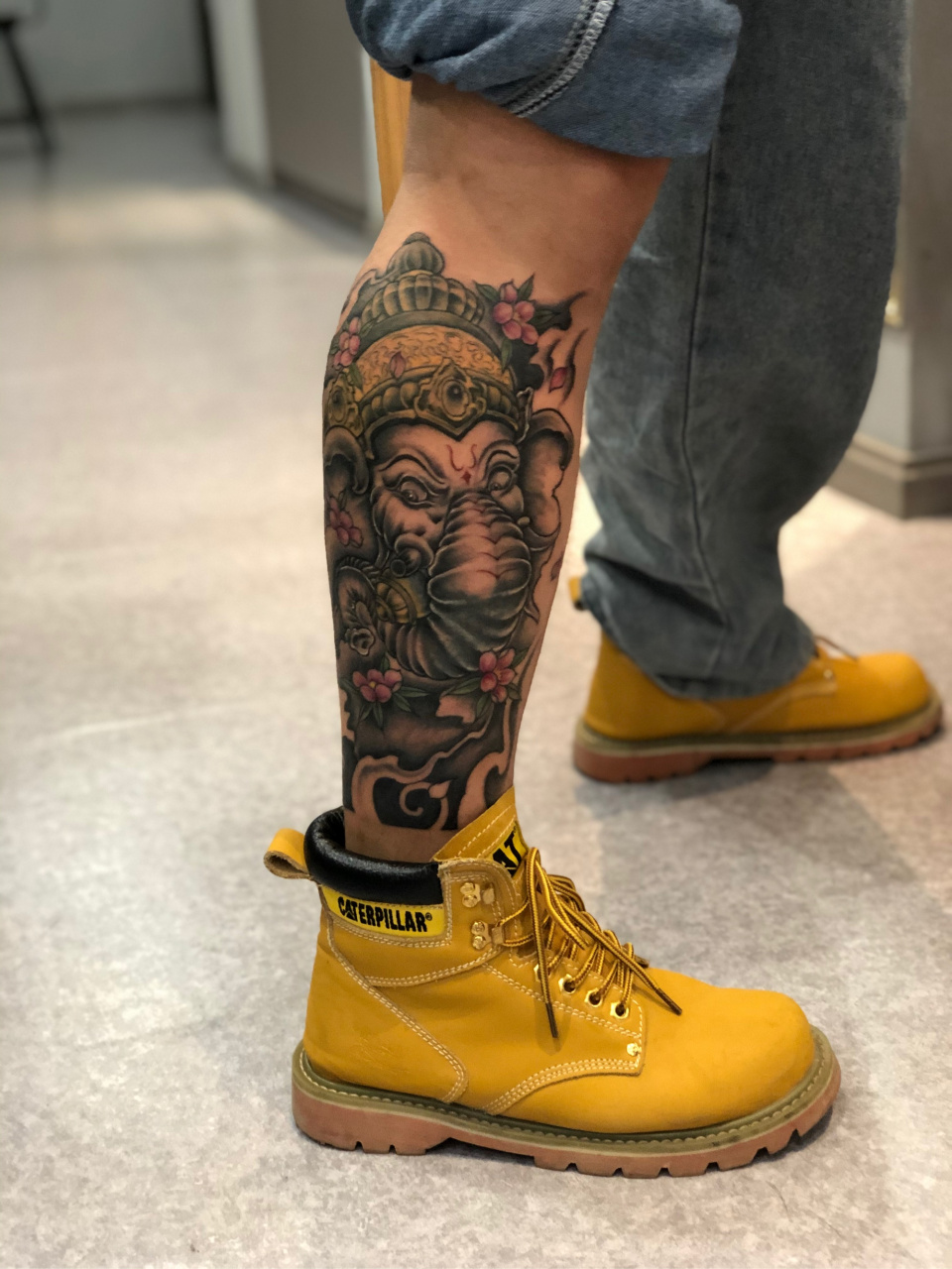 象神纹身# 小腿纹身图案