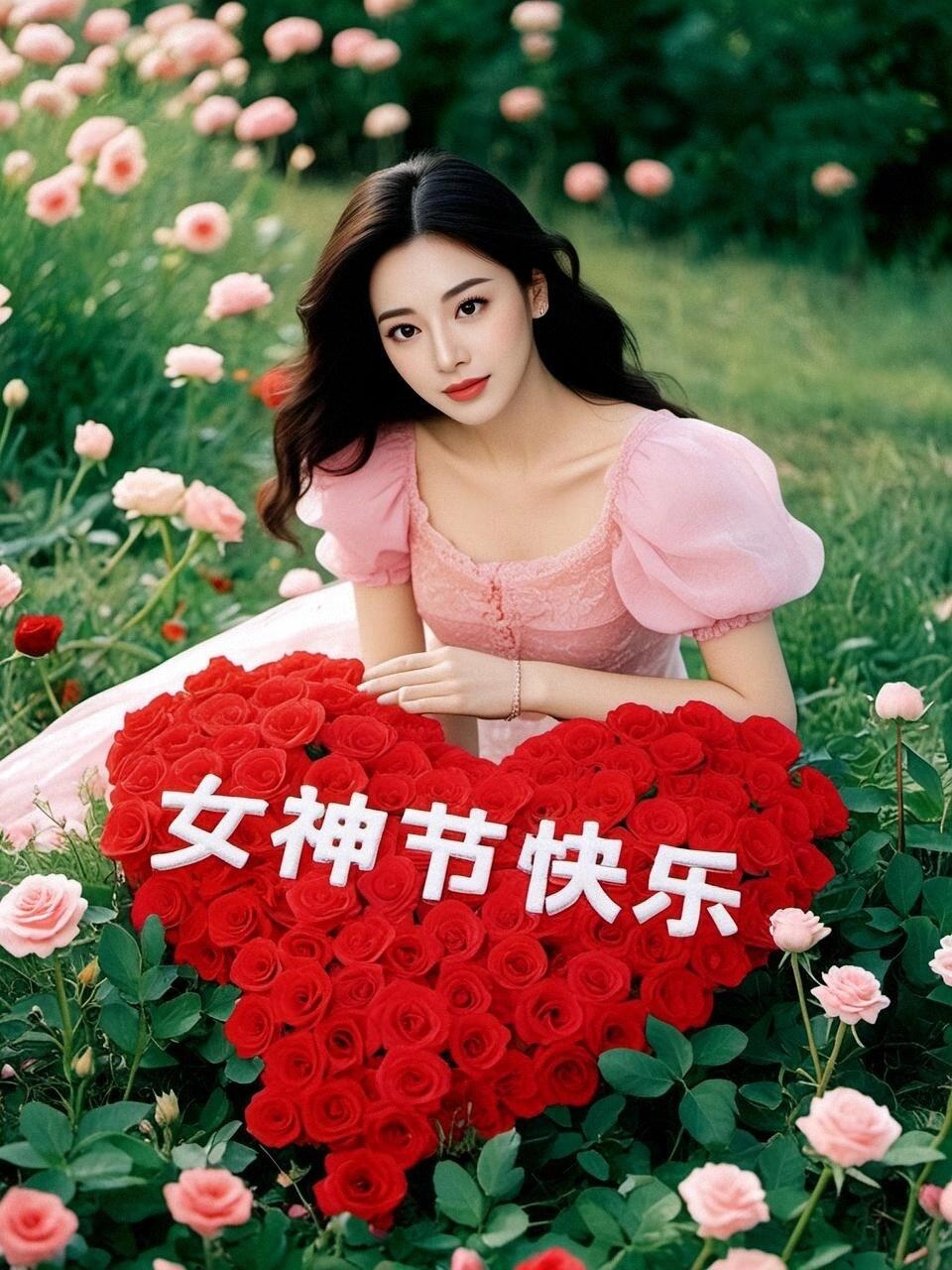 风吹摇摆柳,桃开馥香馨. 喜鹊吟佳句,鲜花画妙亭