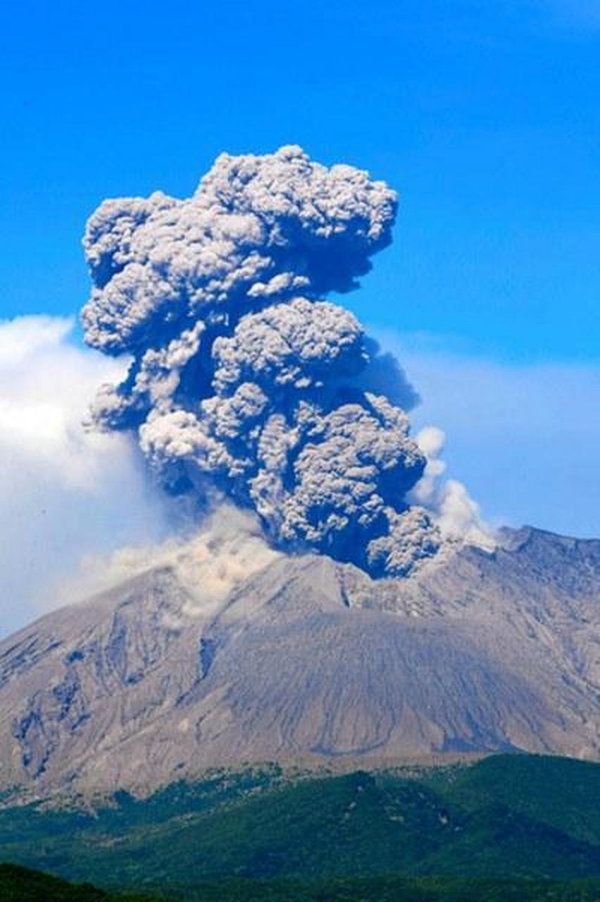 樱岛火山喷发图片