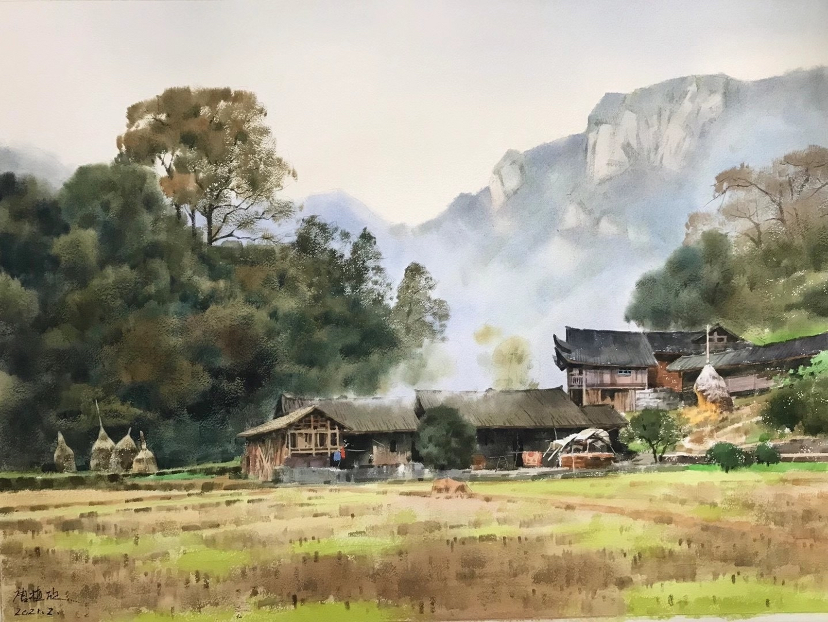 湖湘风景,唐植欣水彩风景欣赏#艺术生