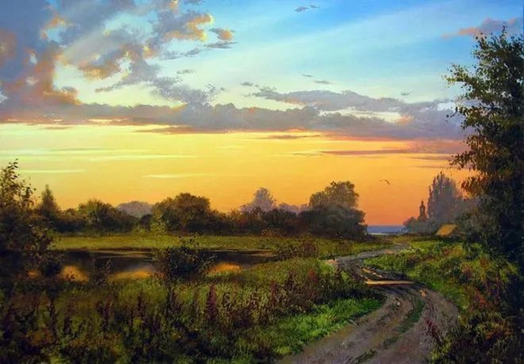 白俄罗斯艺术家 维克多  油画风景欣赏#艺术生