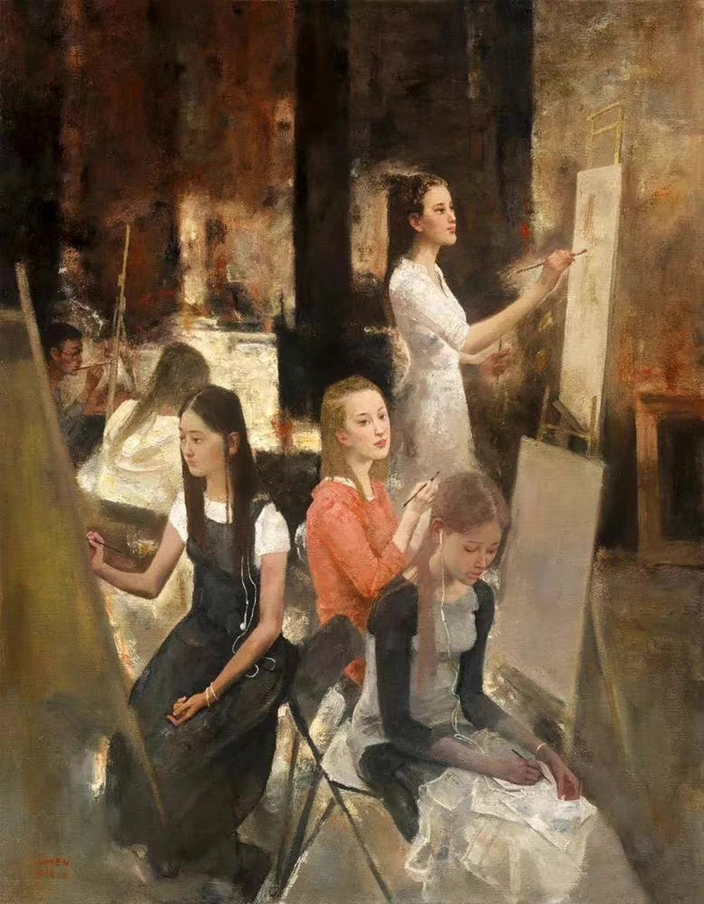 油画家刘文油画人物作品欣赏#艺术生