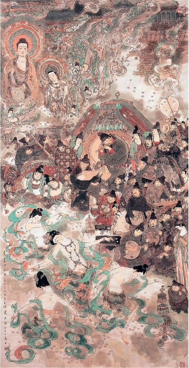 戴敦邦绘画作品《霓裳羽衣曲》,画出了大唐盛世,画出了天庭仙境.