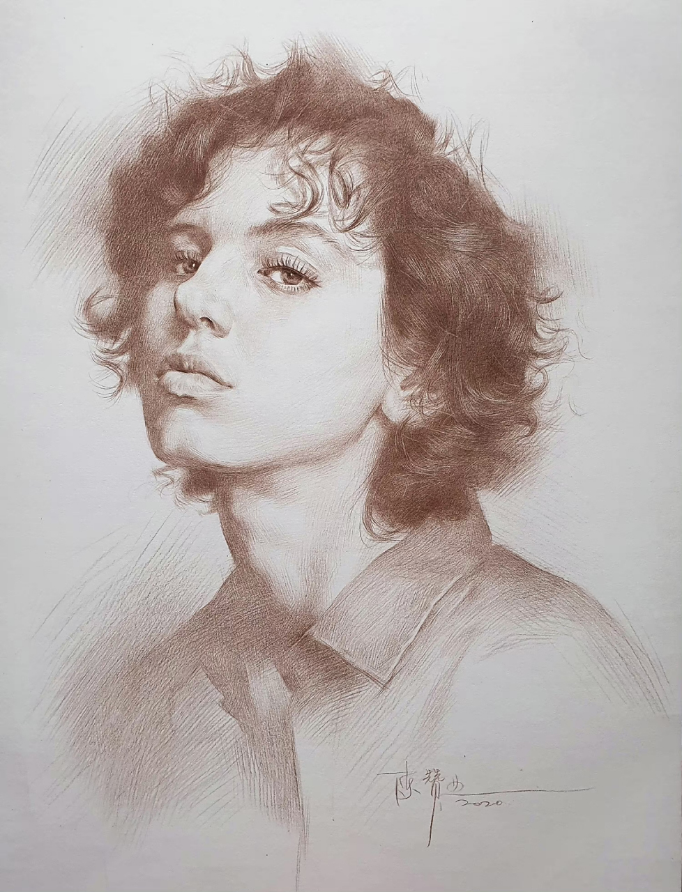 画家陈赞业唯美素描人物作品欣赏#艺术生