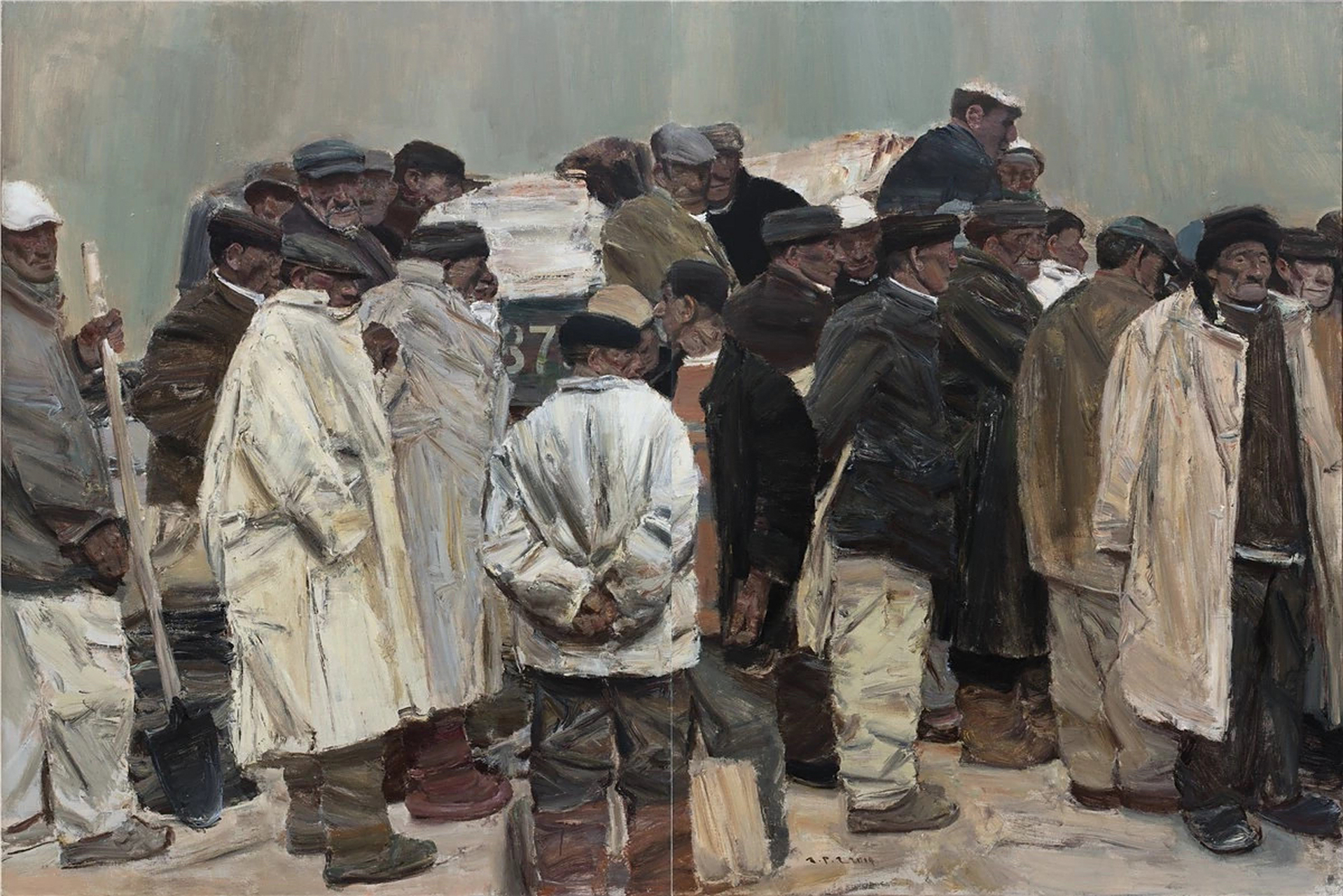 赵培智老师作品给人印象强烈,色彩沉稳,笔触强烈有力,形象质朴