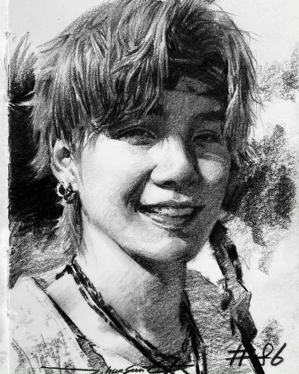 炭精条人物速写欣赏#艺术生