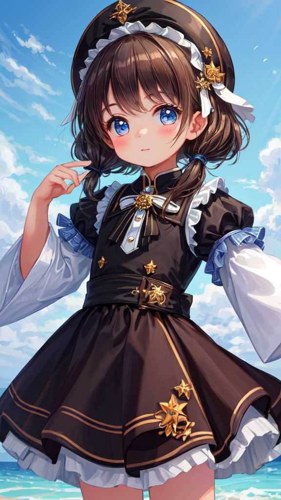 这个女孩好漂亮呀!她穿着蓝色连衣裙,好像一位公主94呢!