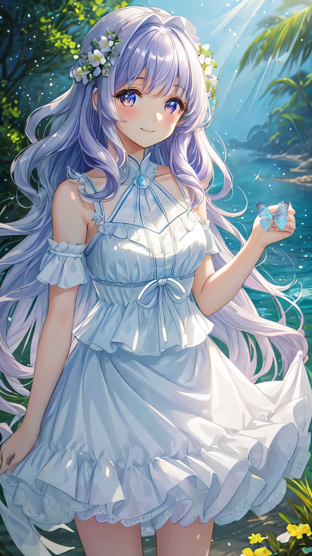 💙长发飘飘的蓝眼美少女,宛如湖边的精灵,清新脱俗.