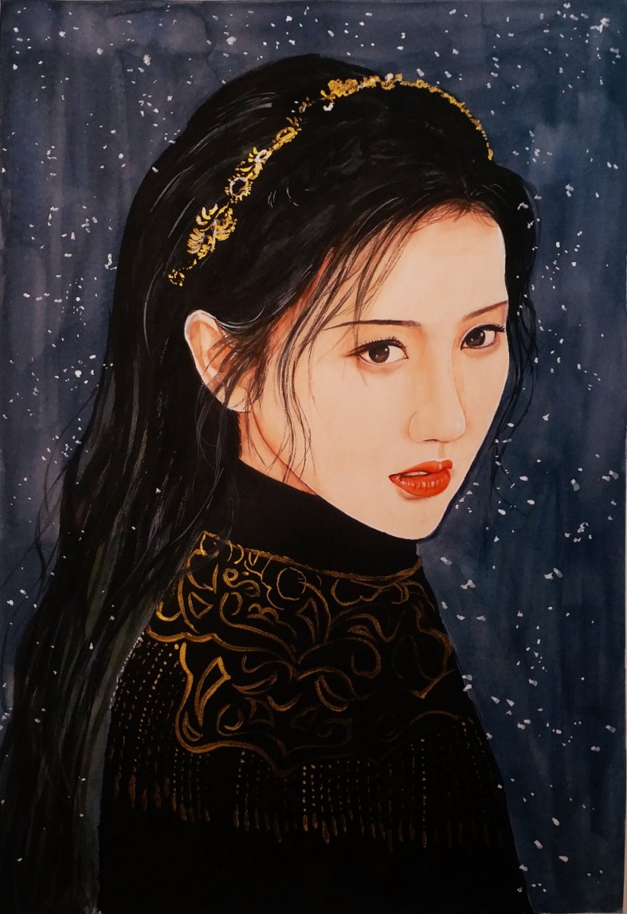 水彩画一个司藤,司藤好美.