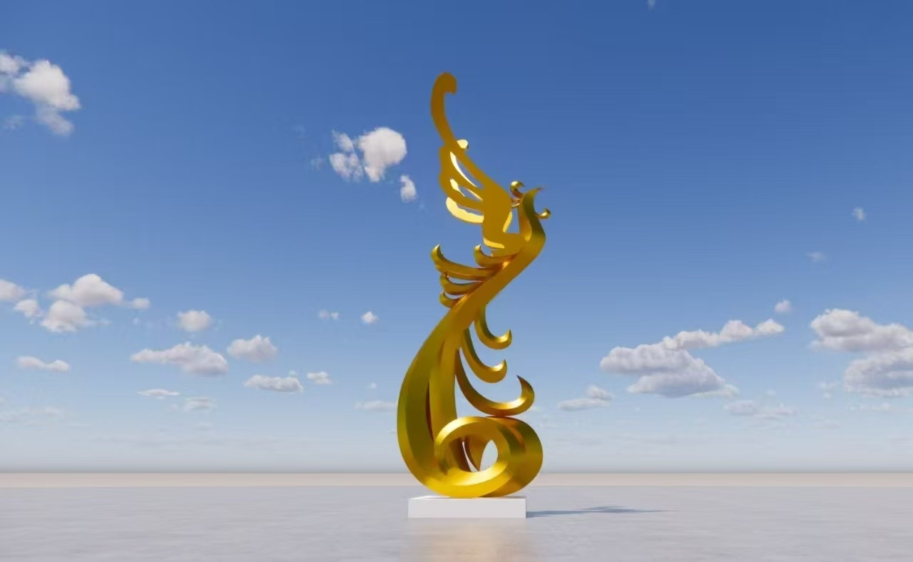 金色凤凰不锈钢雕塑,这款凤凰雕塑采用 201 不锈钢材质,外喷金色氟碳