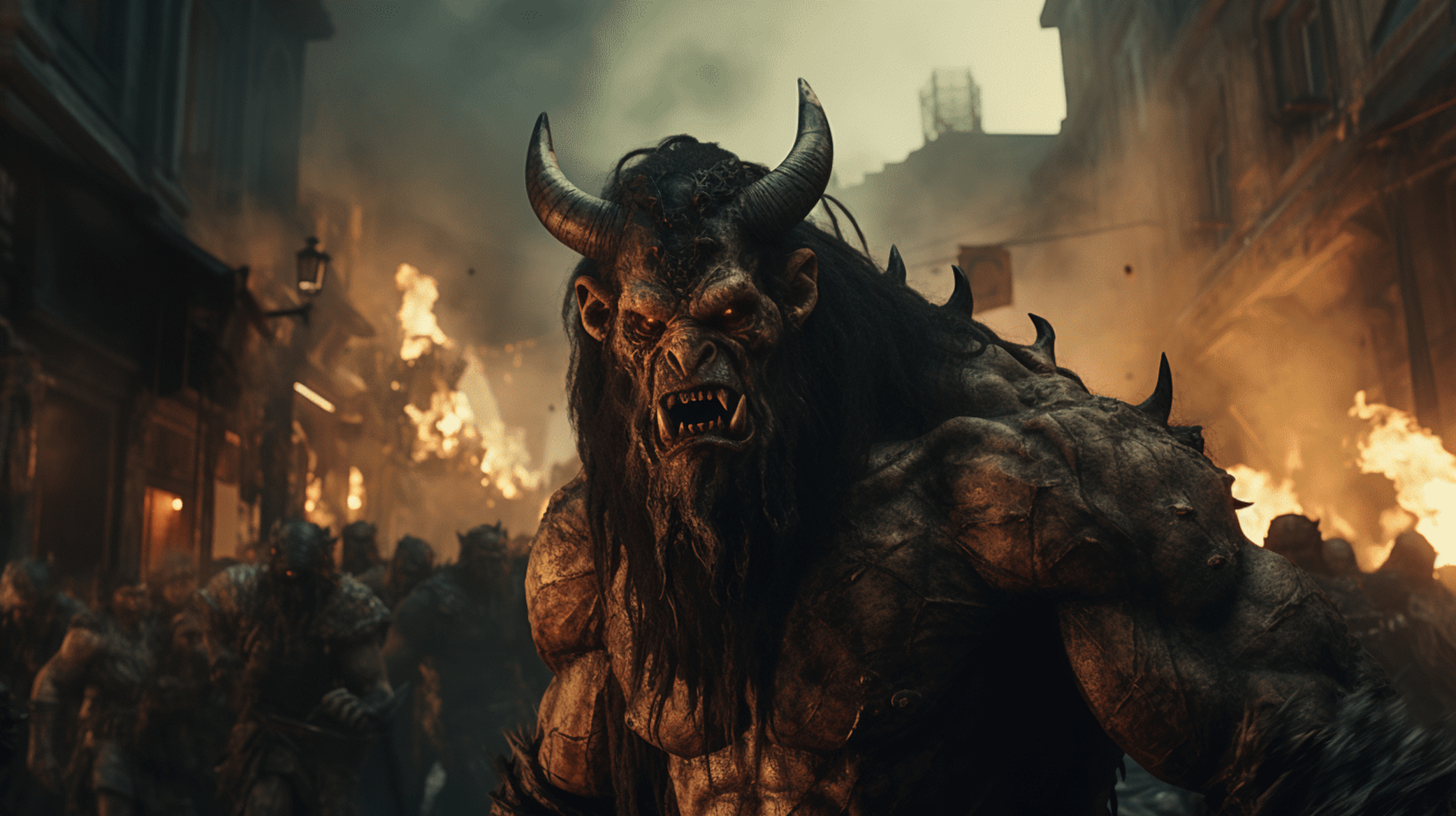 地狱牛头怪 来自地狱的牛头怪来到人间复仇 ai绘画巅峰制作 #ai共创