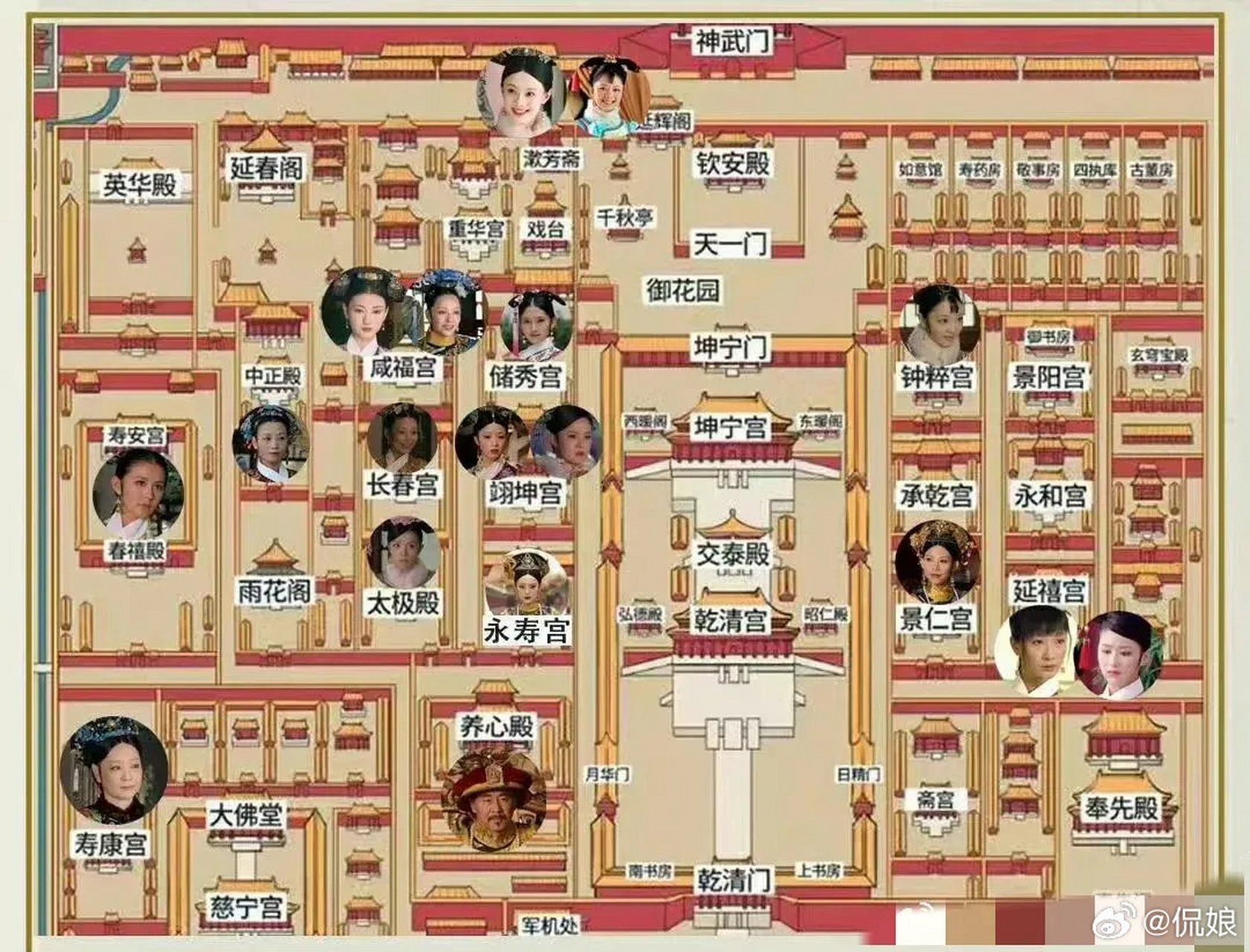 《甄嬛传》中后宫妃子们的住所图纸,终于明白为什么难怪皇后会拉拢安