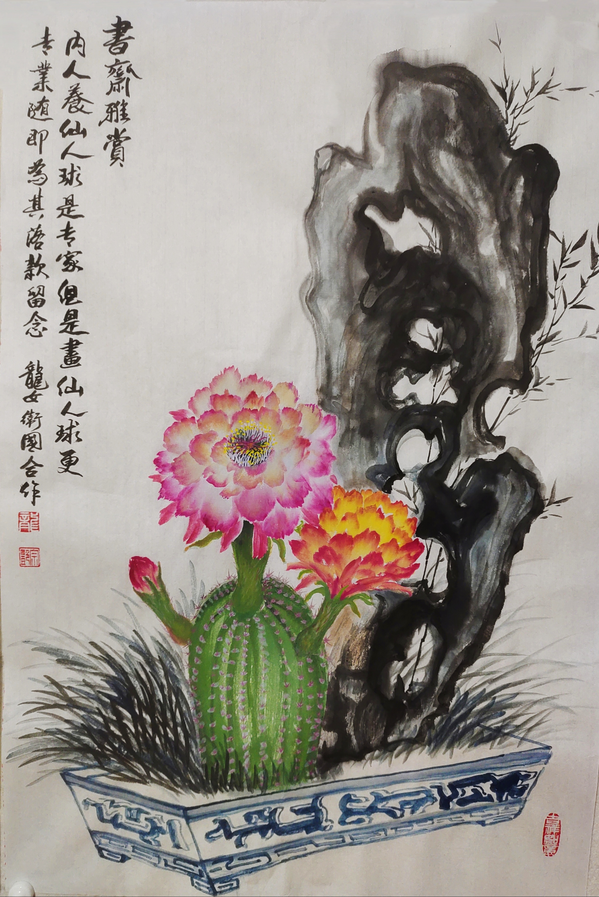 当代女画家龙宗艳仙人球国画作品  养  仙人球;画 仙人球体会  仙人球
