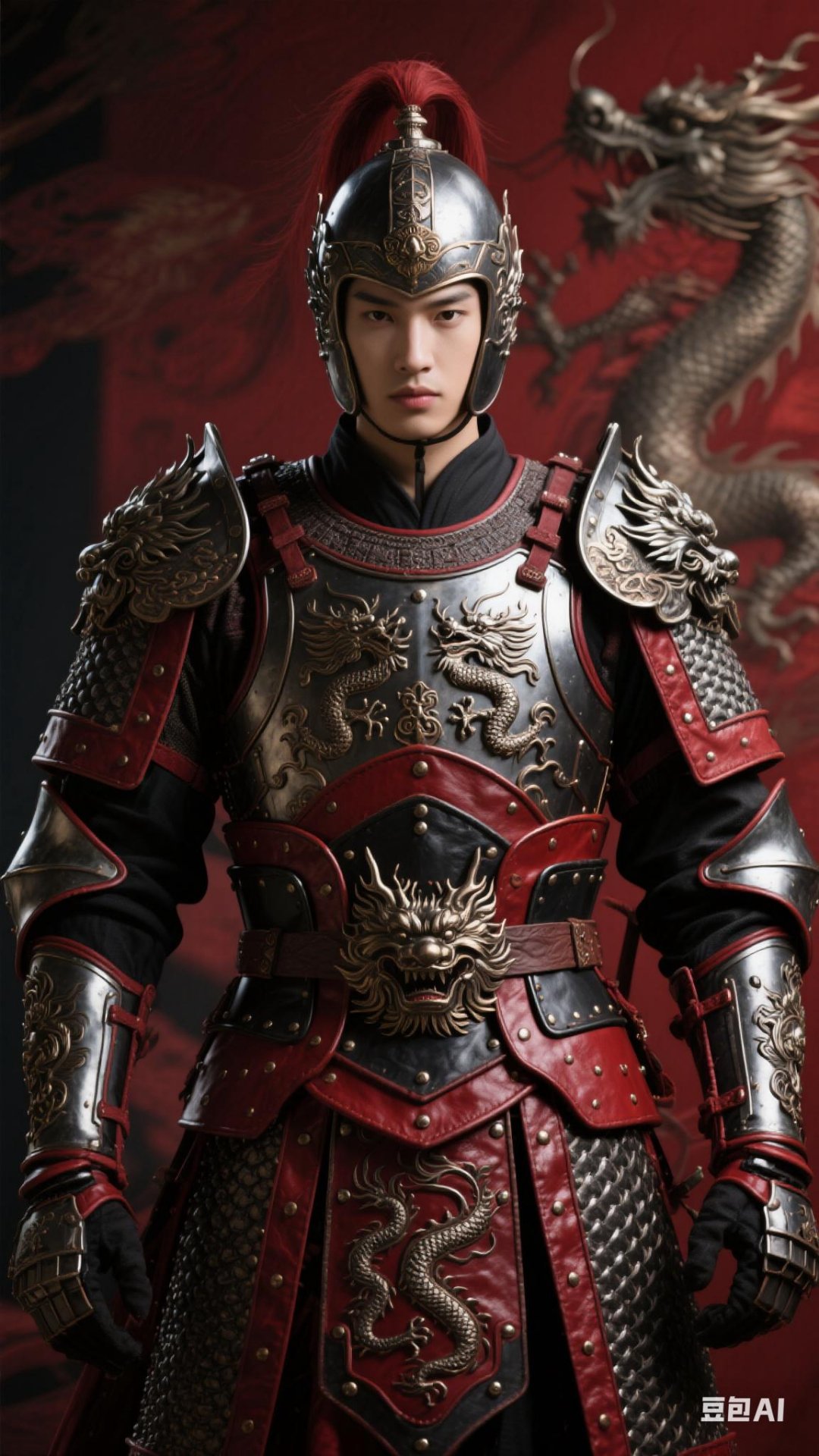 中式铠甲:金属与皮革相接暗红