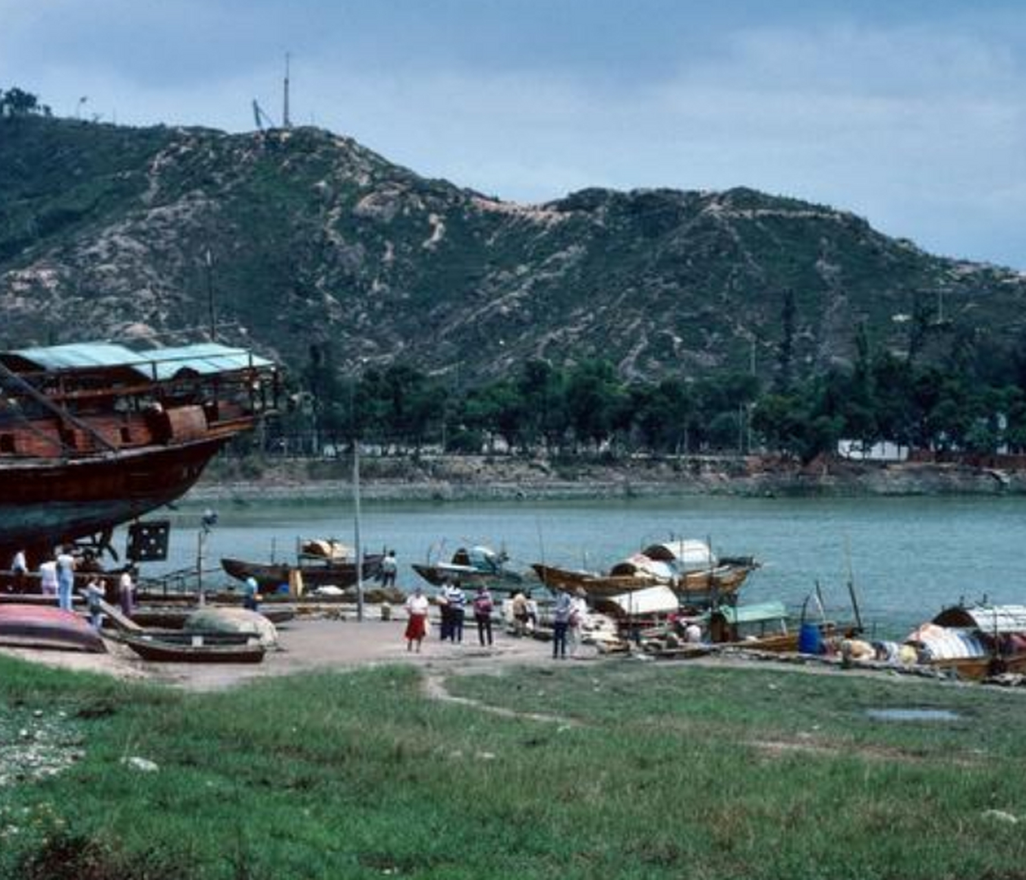 老照片,1982年代的深圳蛇口,那时候还是一个小码头,停靠了非常多的