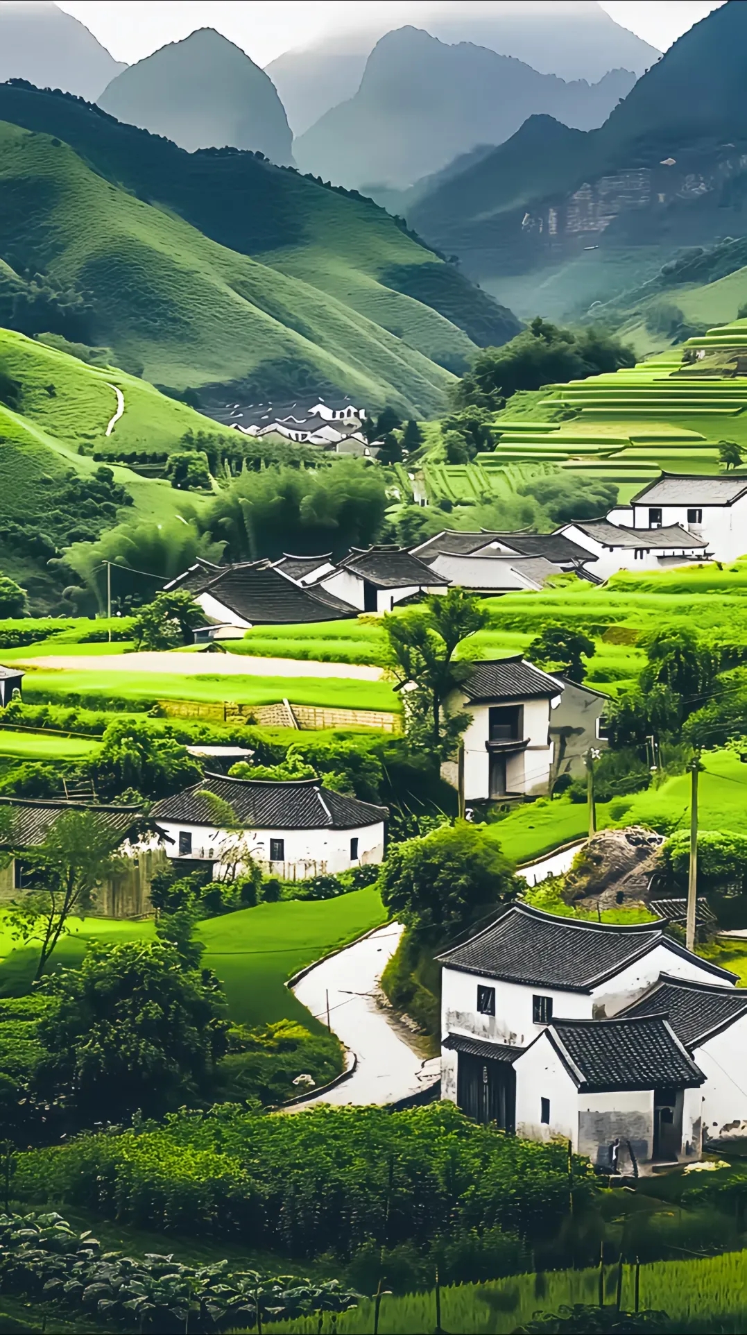 最美乡村山水田园风景图片