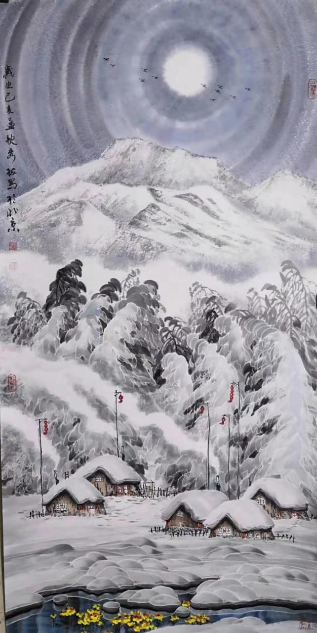 冰雪画家邹秀梅——冰雪梅花  高冷艳傲;  冰雪山水  玉洁冰清!