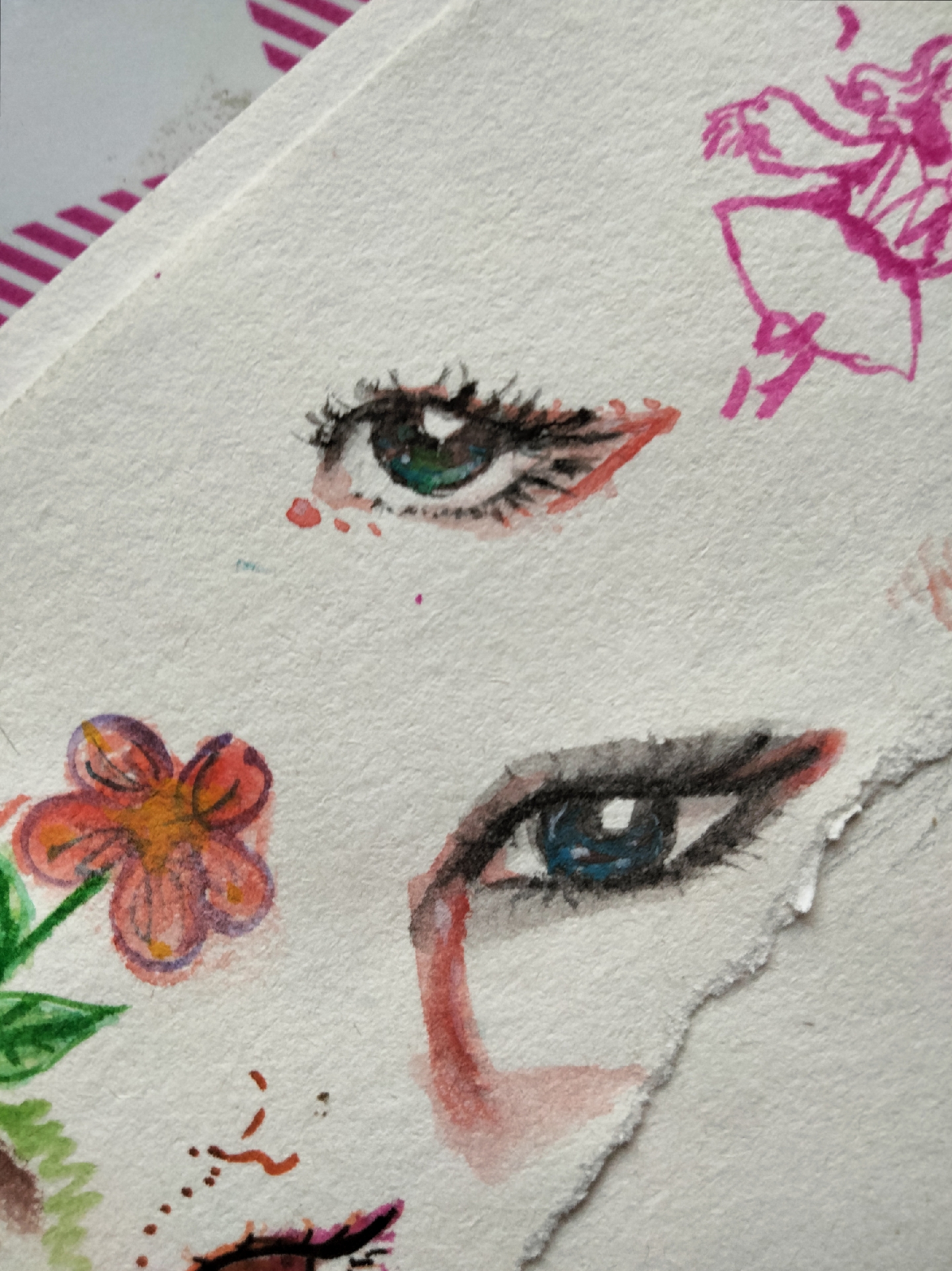 买了固体水彩颜料,直接给我画爽了好吧 第一张的那个绿色的眼睛我,画