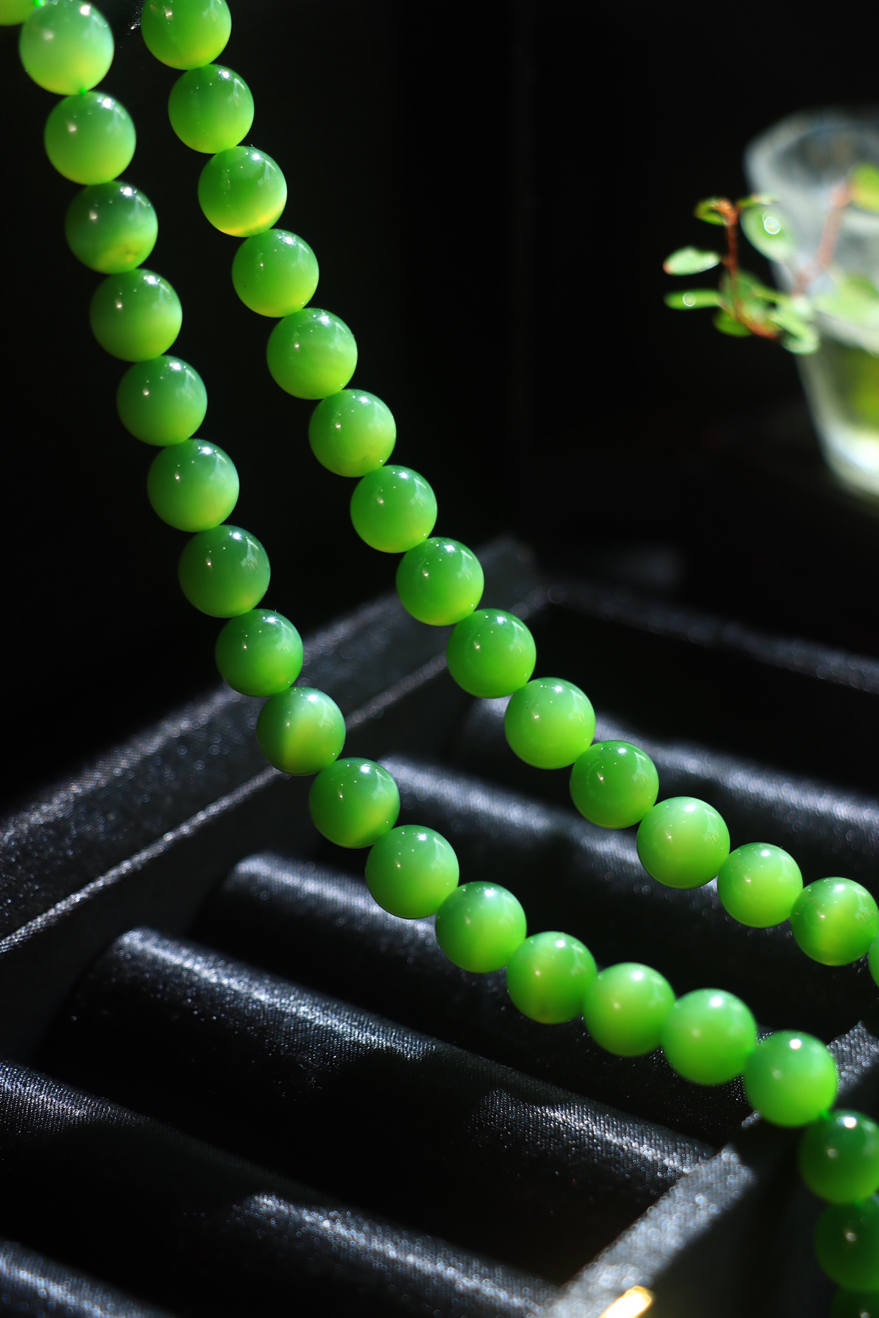 和田玉冰底碧玉猫眼项链 俄碧 玉质温润细腻 佩戴舒适～间关莺语花底