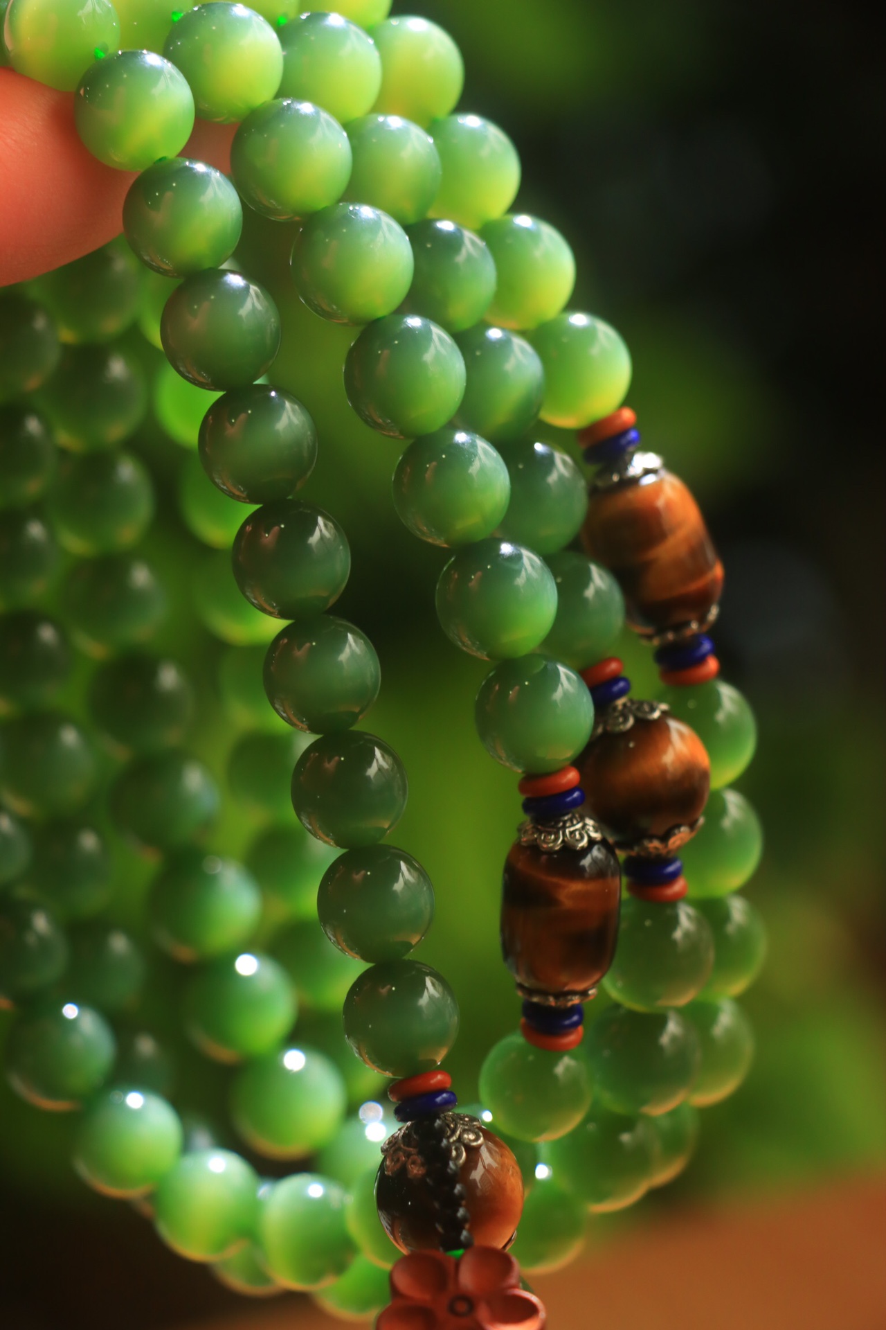 和田玉猫眼碧玉佛珠项链念珠 俄碧老料 玉质温润细腻 佩戴舒适～间关