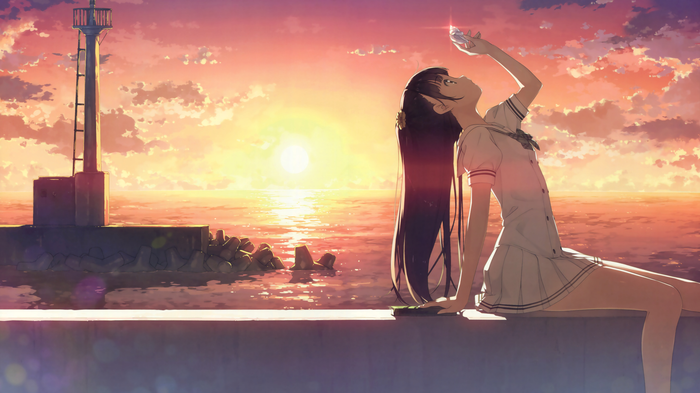 夕阳下#动漫壁纸# #二次元美图