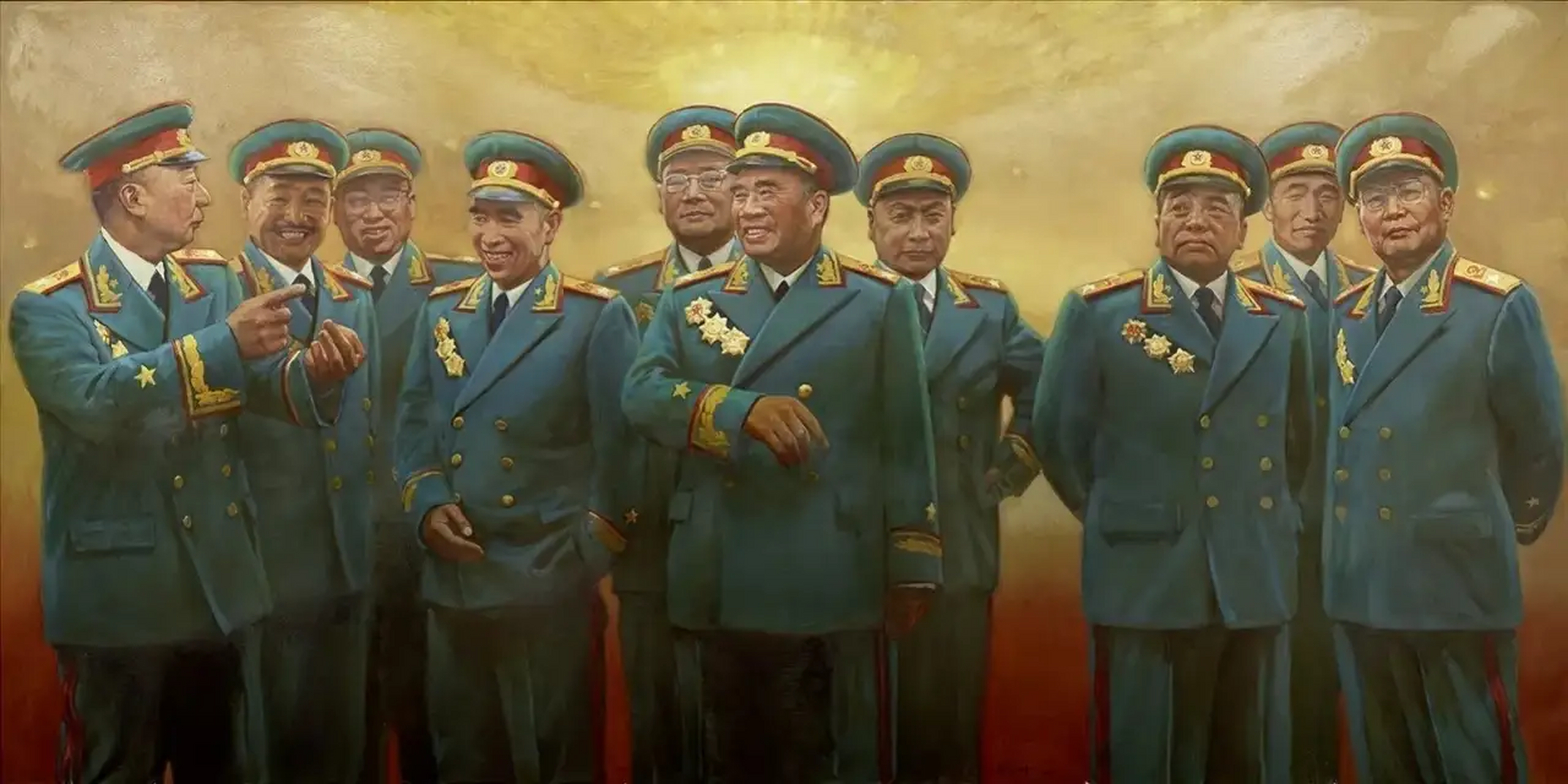 作这幅十大元帅图的人我觉得水平相当高,因为这幅画布局合理,主次突出