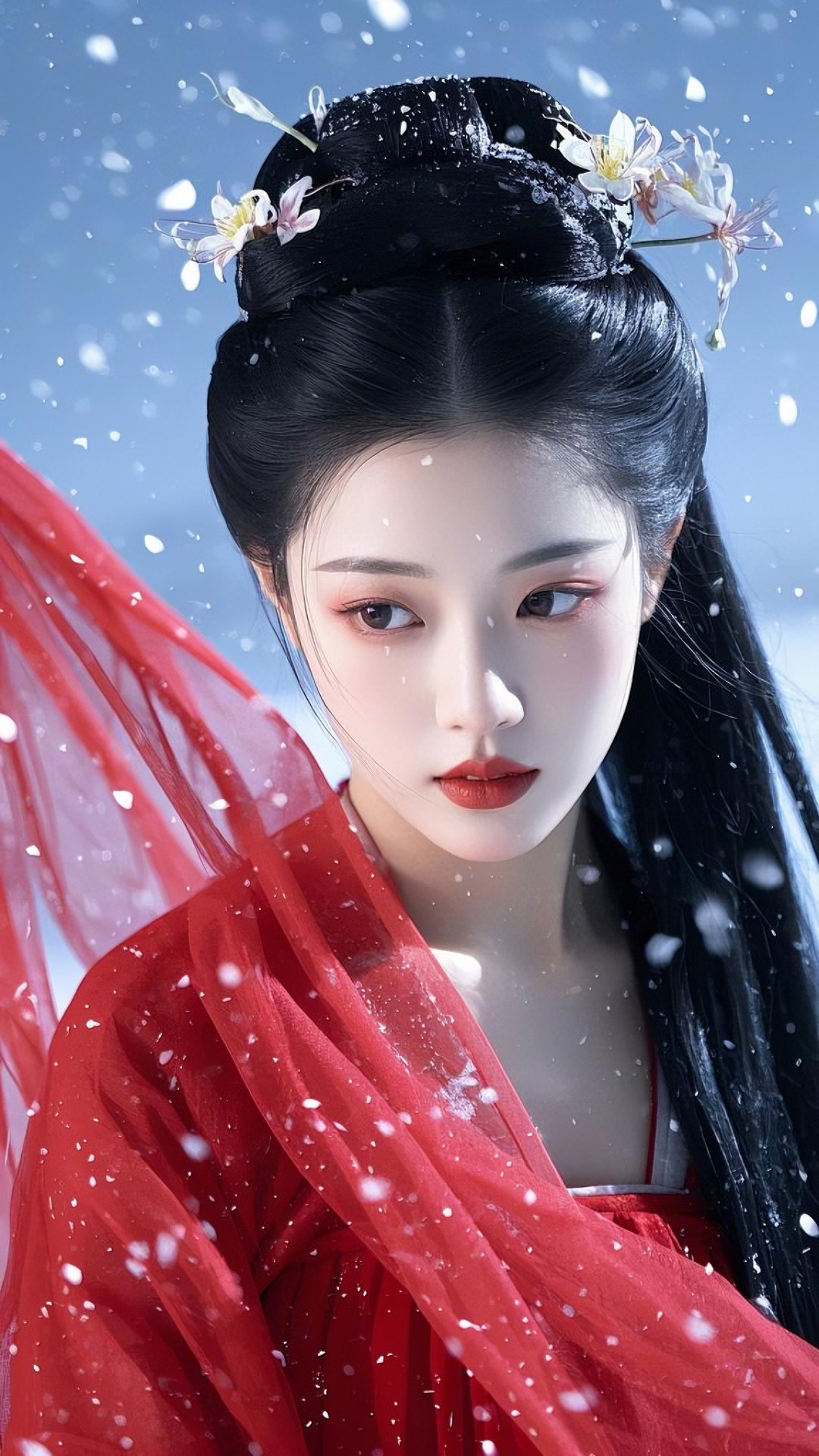 雪中红衣,翩若惊鸿,宛若仙子