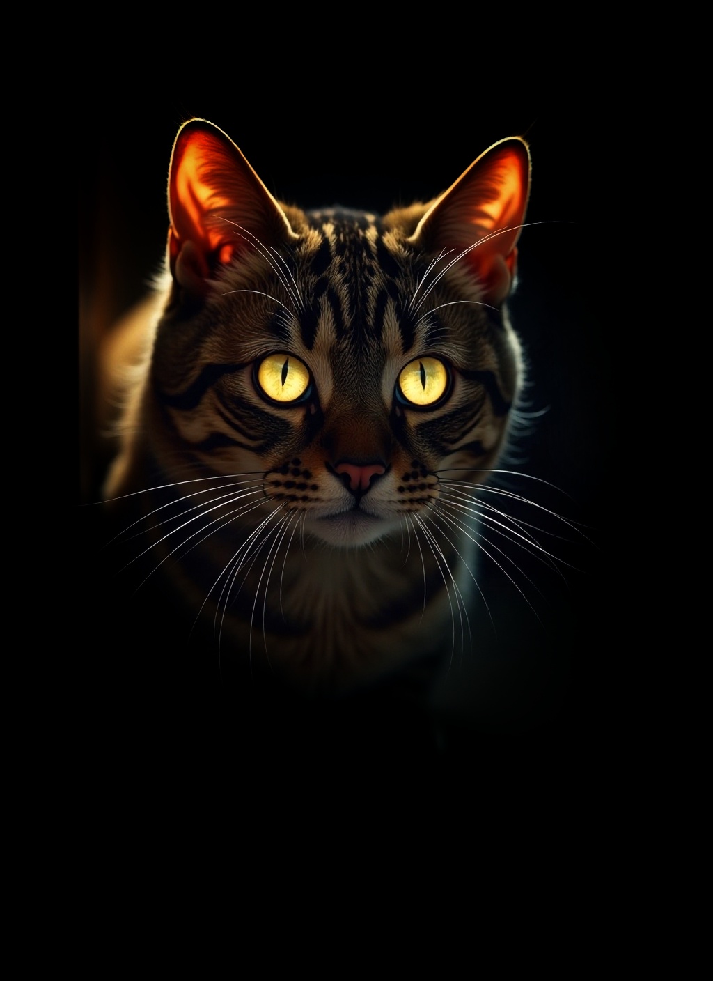 《猫咪的时光之思》   猫咪在黑暗里凝望, 眼神深邃而幽长.