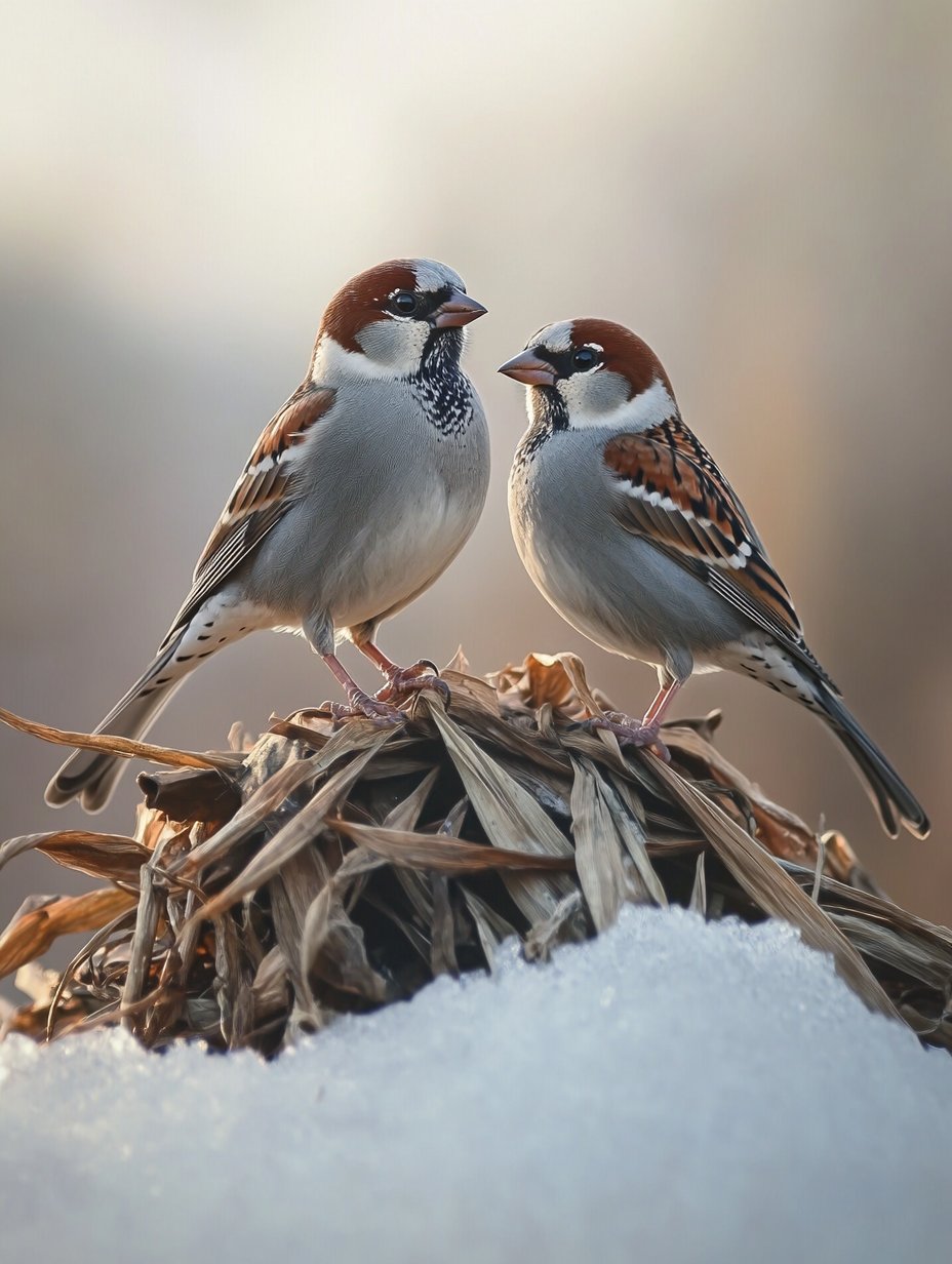 《麻雀》   麻雀虽小活力足, 蹦跳枝头展欢颜.