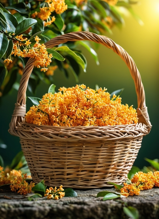 桂花香溢,满载秋天的梦, 金黄的花瓣,如星雨轻落, 在微风中轻舞,细语