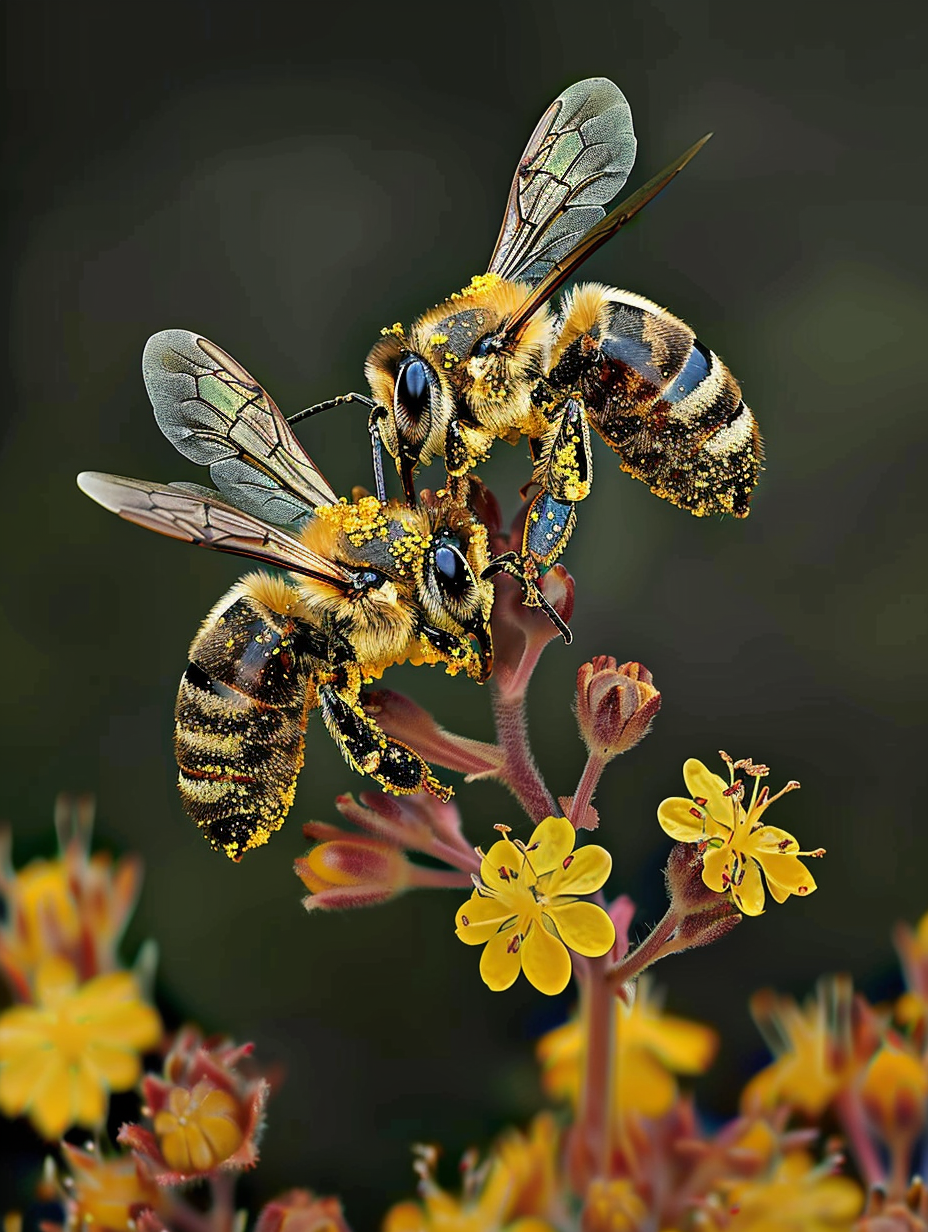 《蜜蜂采蜜忙》   春风吹开花千树, 蜜蜂纷纷采蜜忙.