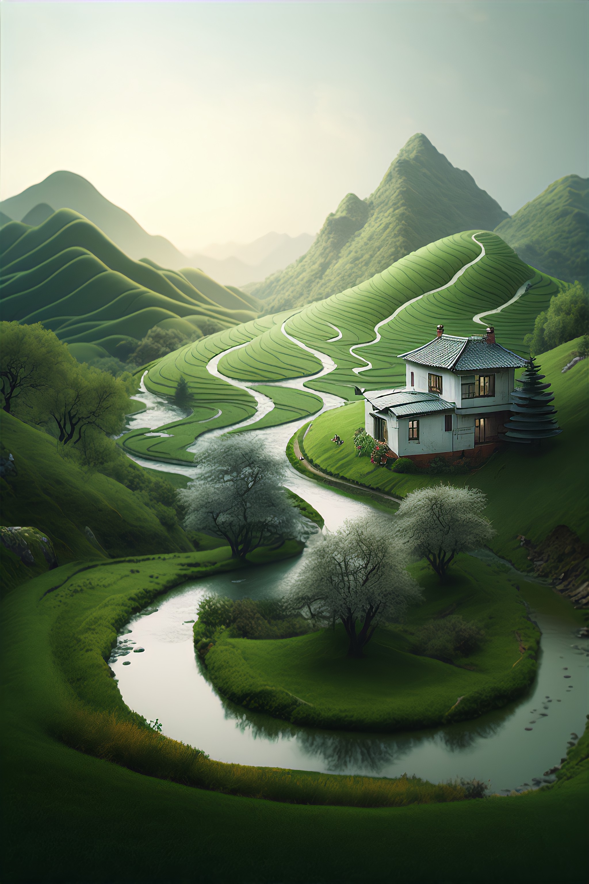 山间隐匿的诗意  群山之间,一舍静立.