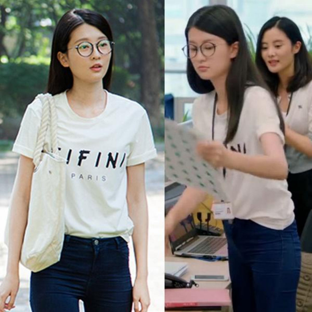 一个人戴眼镜与不戴眼镜的差别有多大,乔欣!