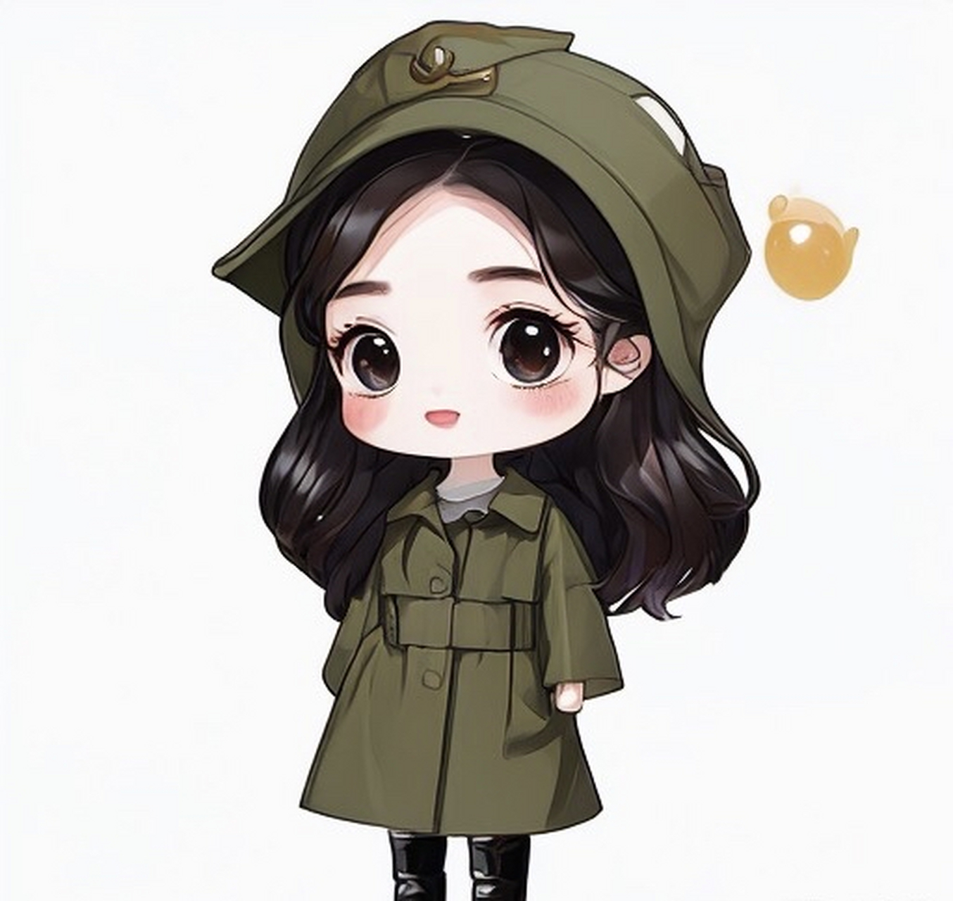 🍂秋意渐浓,一幅插画中的女孩仿佛穿越而来,军装外