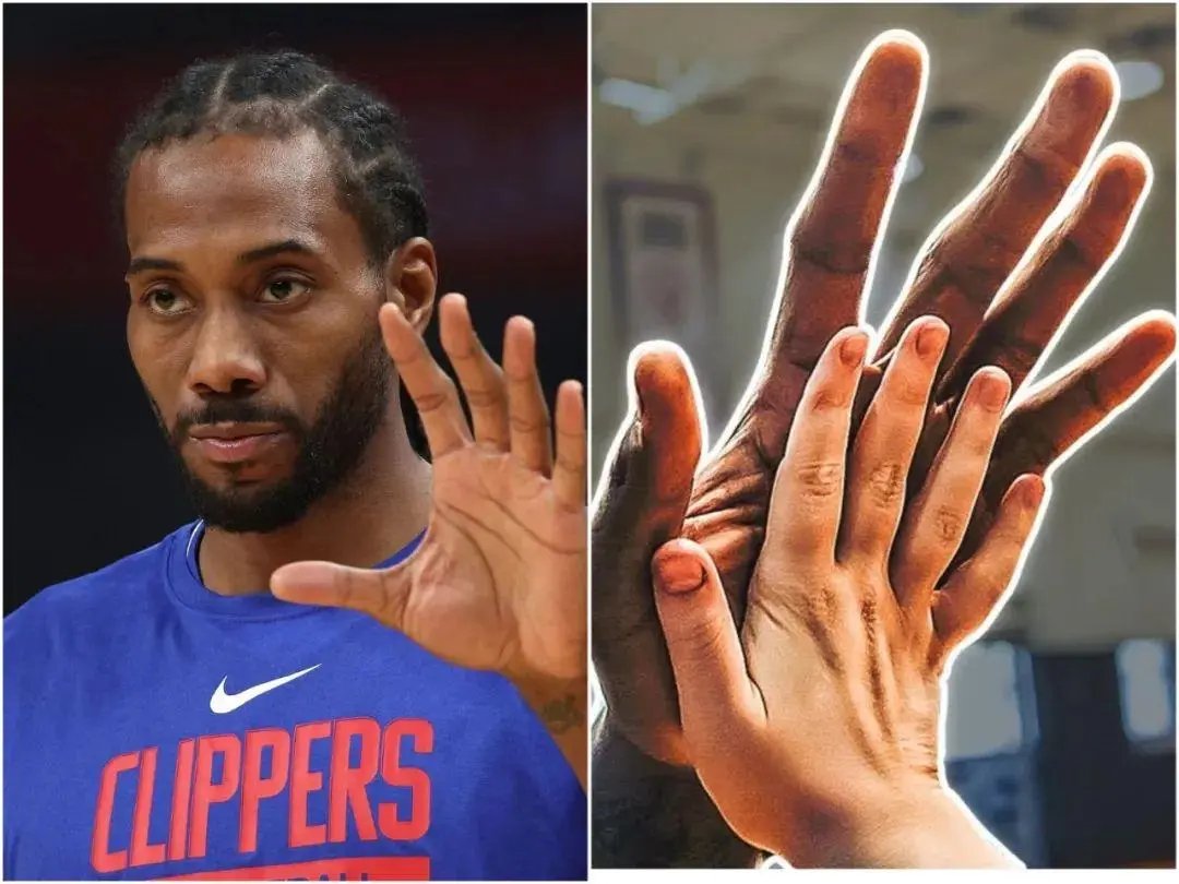 在nba球员中,快船球星莱昂纳德的手掌尺寸超乎常人,他的手掌大到可以