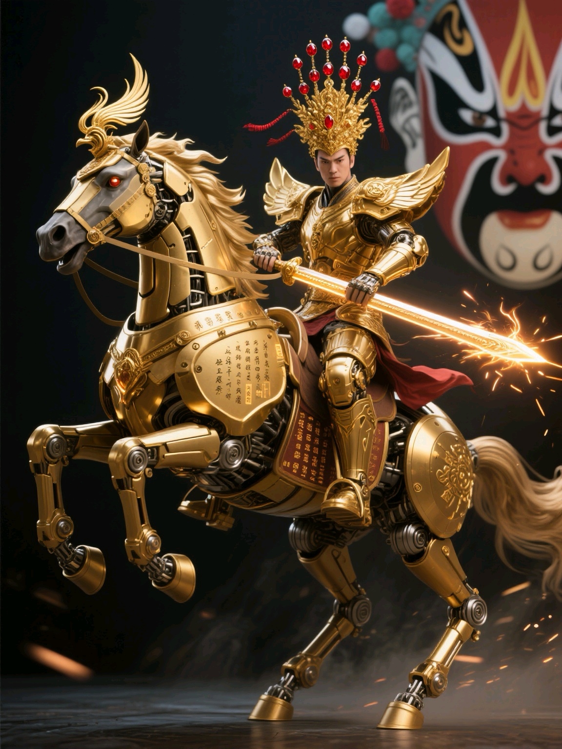 ai 高清金甲战士壁纸:我这匹金闪闪的机械战马,带着王者之风,准备征战