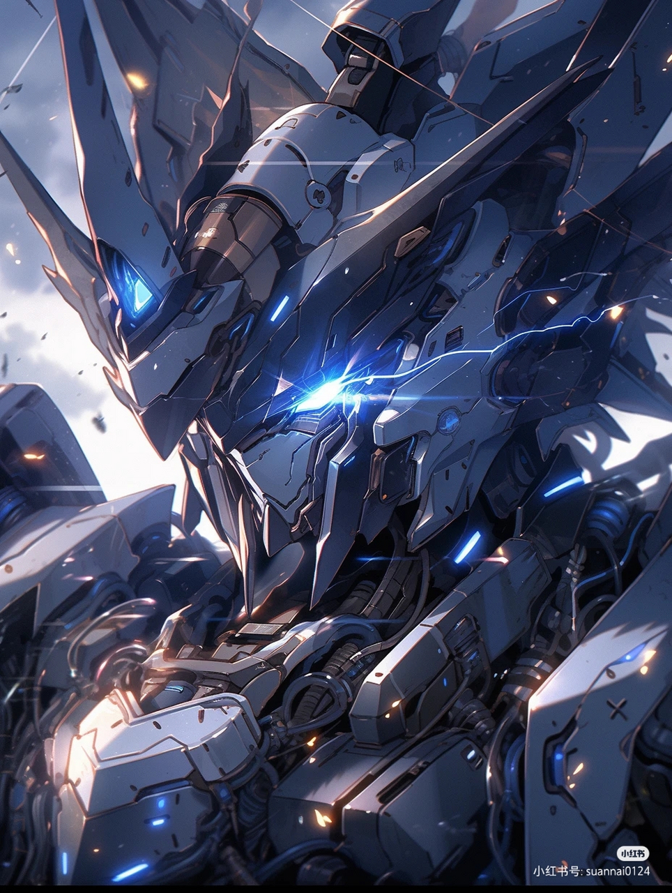 蓝白色系高达机甲头像