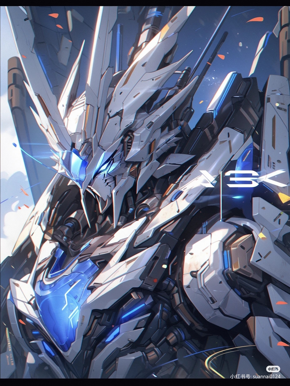 蓝白色系高达机甲头像