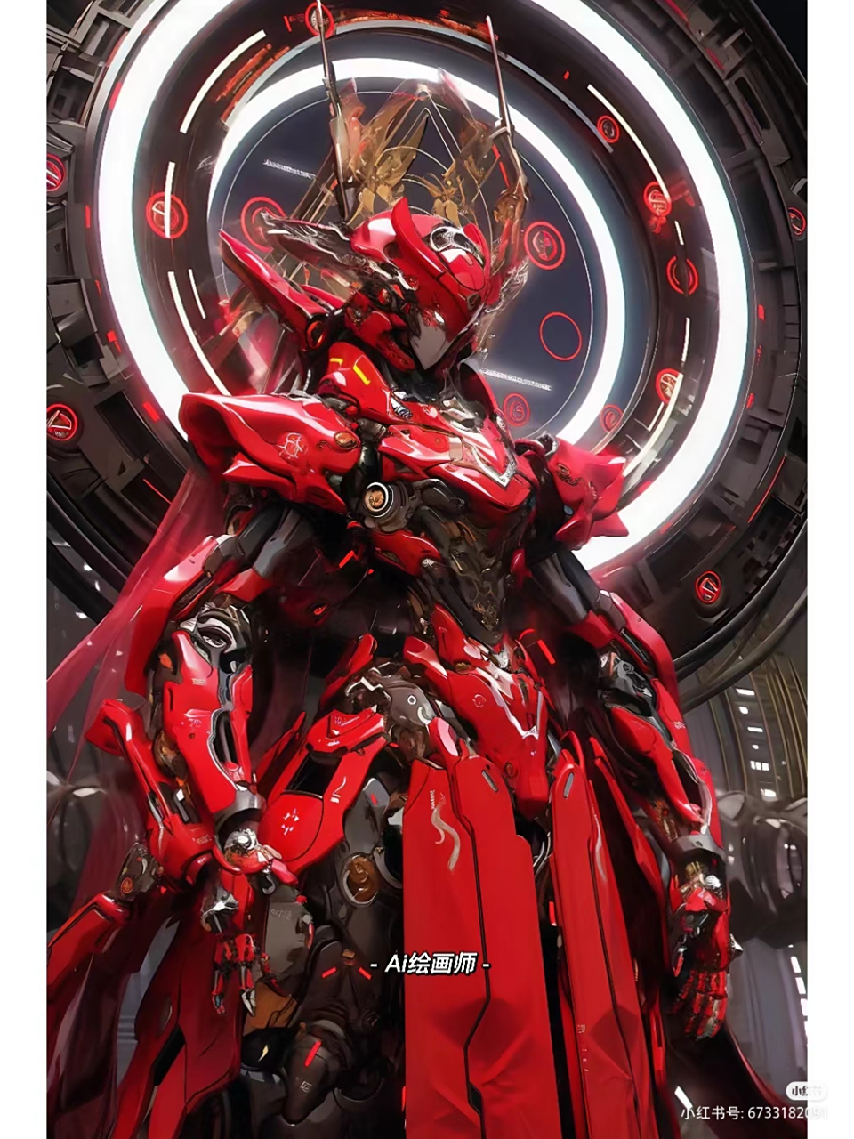 赛博朋克红色机甲战士