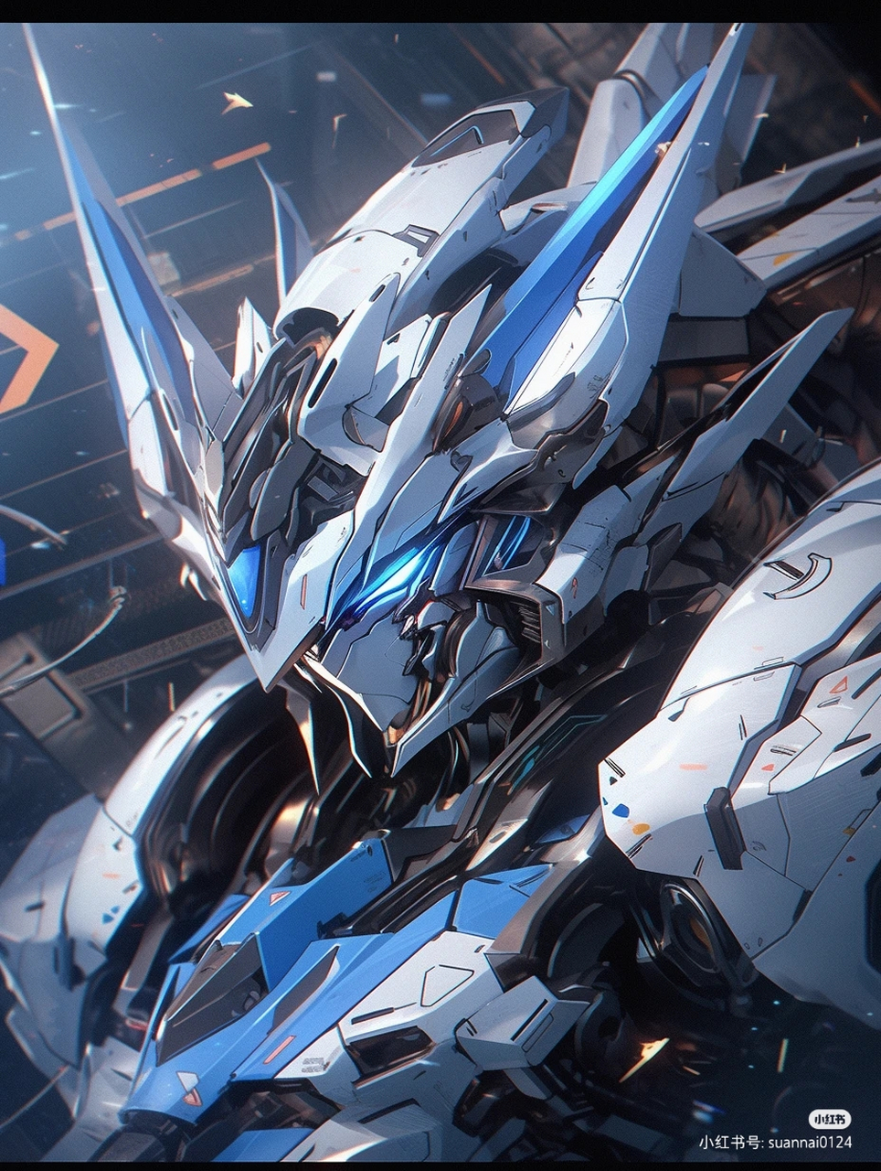蓝白色系高达机甲头像