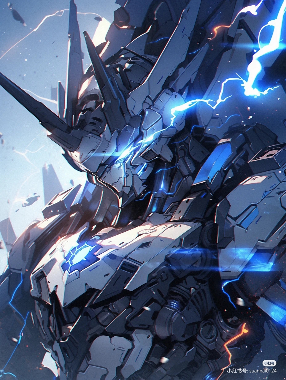 蓝白色系高达机甲头像