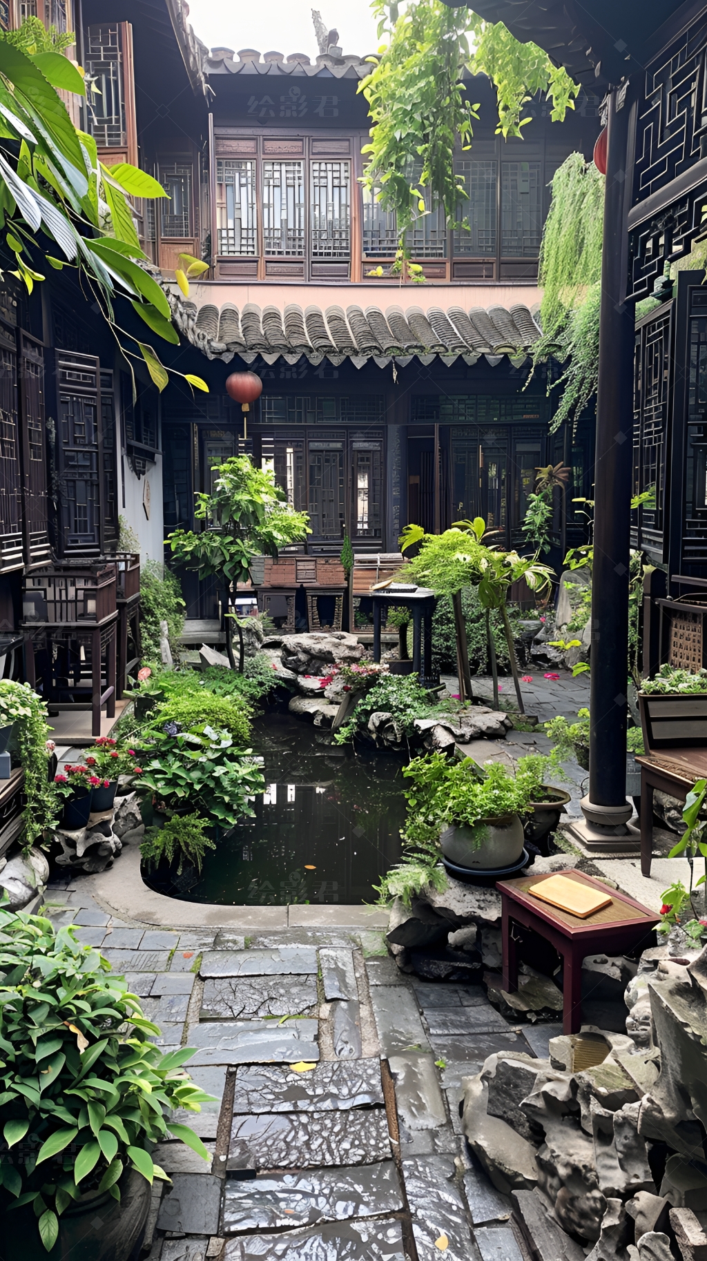 走进这片中国风格庭院,仿佛穿越了时空,回到了古代.